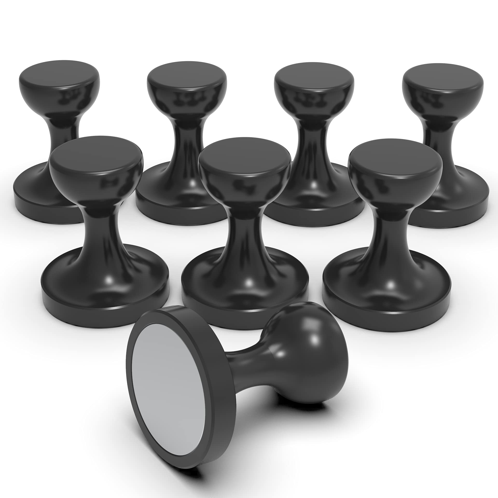 Heavy Duty Magnetic Hooks with Neodymium Magnets - 8 Pack Strong Coat Hangers for Jackets, Bags, Keys & More - Perfect for Home, Office, Travel & Workplace Organization (D36 Black-8)