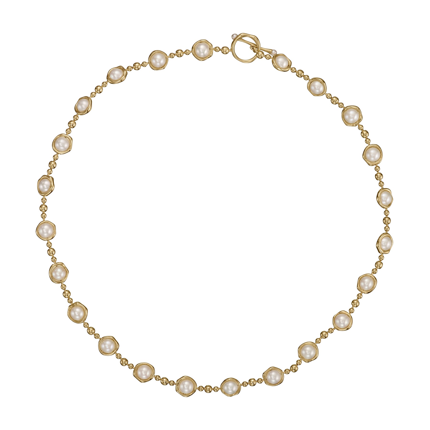 Celestial Pearl & Gold Bead Toggle Necklace for Women - Elegant Layering Jewelry Gift for Birthday, Anniversary & Special Occasions