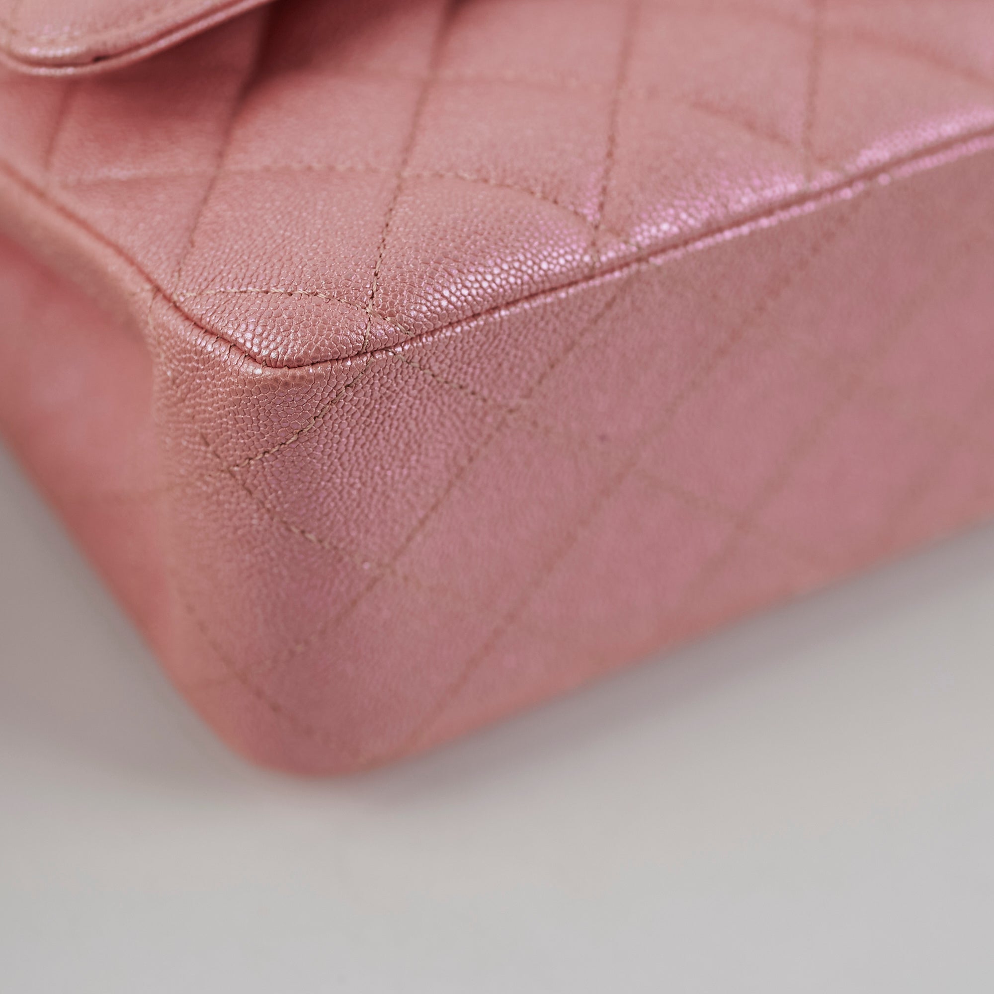 Chanel Medium/Large Caviar Double Classic Flap Bag in Iridescent Pink | Luxury Designer Handbag for Women | Perfect for Parties, Weddings & Special Occasions