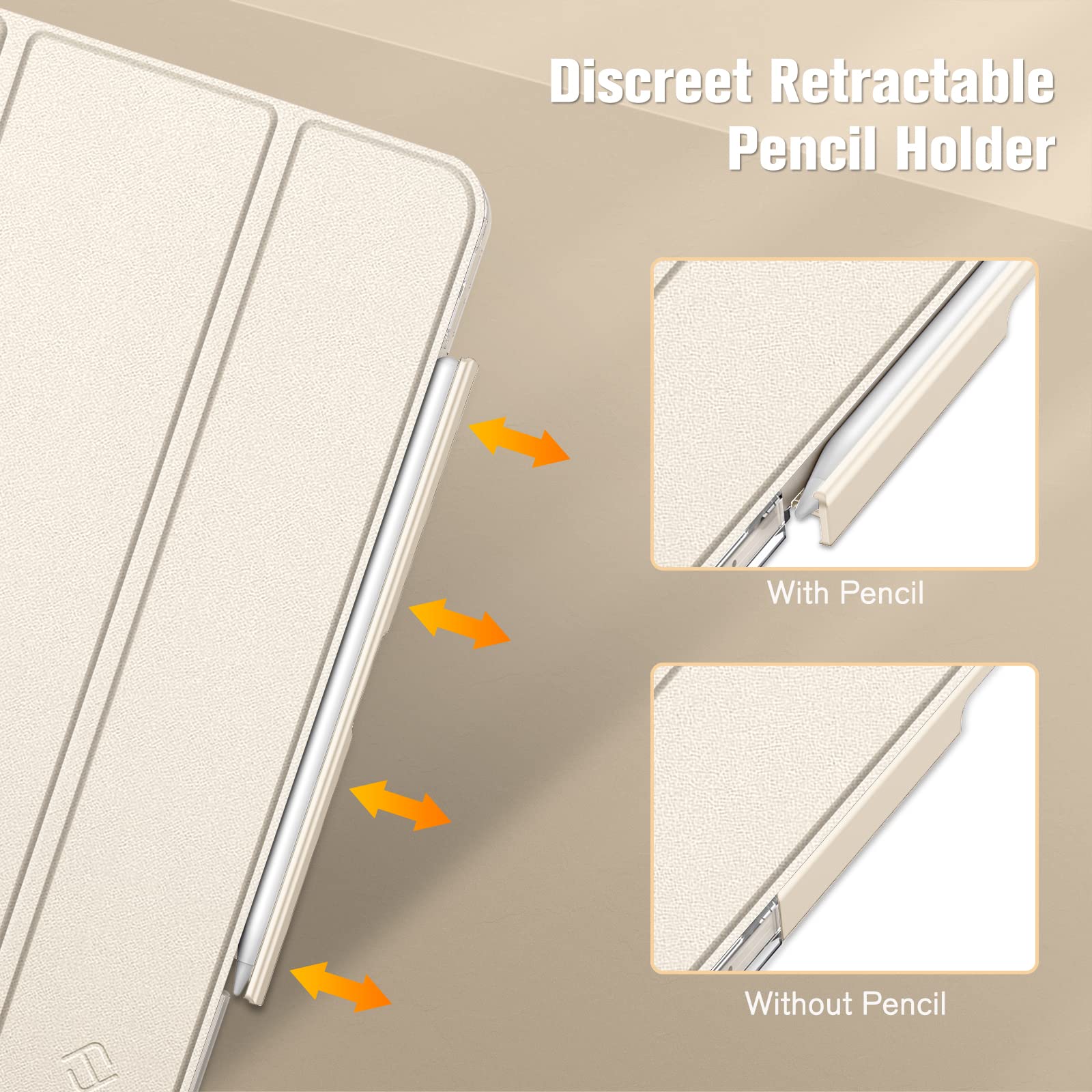 Fintie Clear Protective Case for iPad Air 11-inch (M3 2025/M2 2024) & 10.9-inch (5th/4th Gen) - Slim Transparent Back Cover with Built-in Apple Pencil Holder - Perfect for Work, School & Travel - Starlight Color