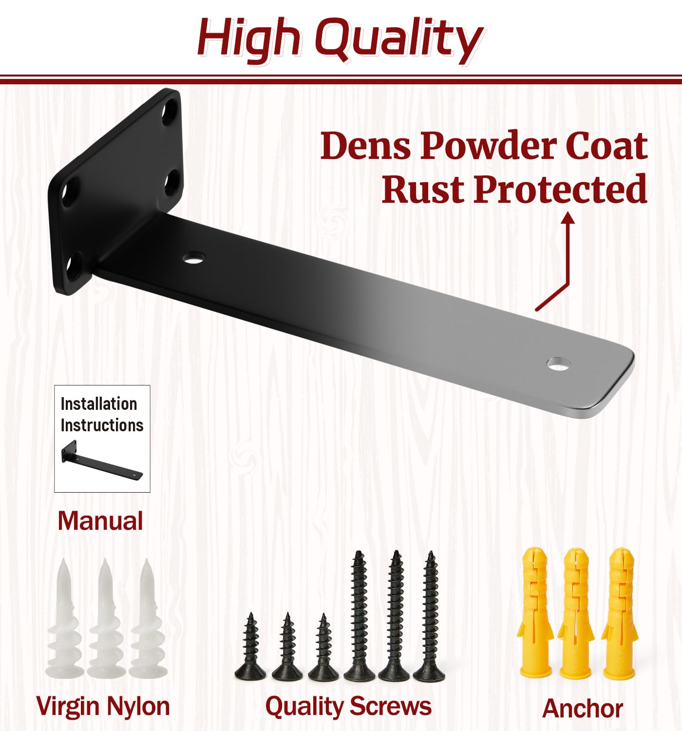 8 Inch Floating Shelf Brackets - 12 Pack Heavy Duty Carbon Steel Hidden Brackets (1/5