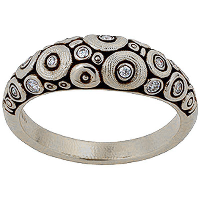 Alex Sepkus Circle Set Ring R 132P - Elegant Sterling Silver Stackable Ring for Women, Perfect for Everyday Wear, Gift Giving & Special Occasions