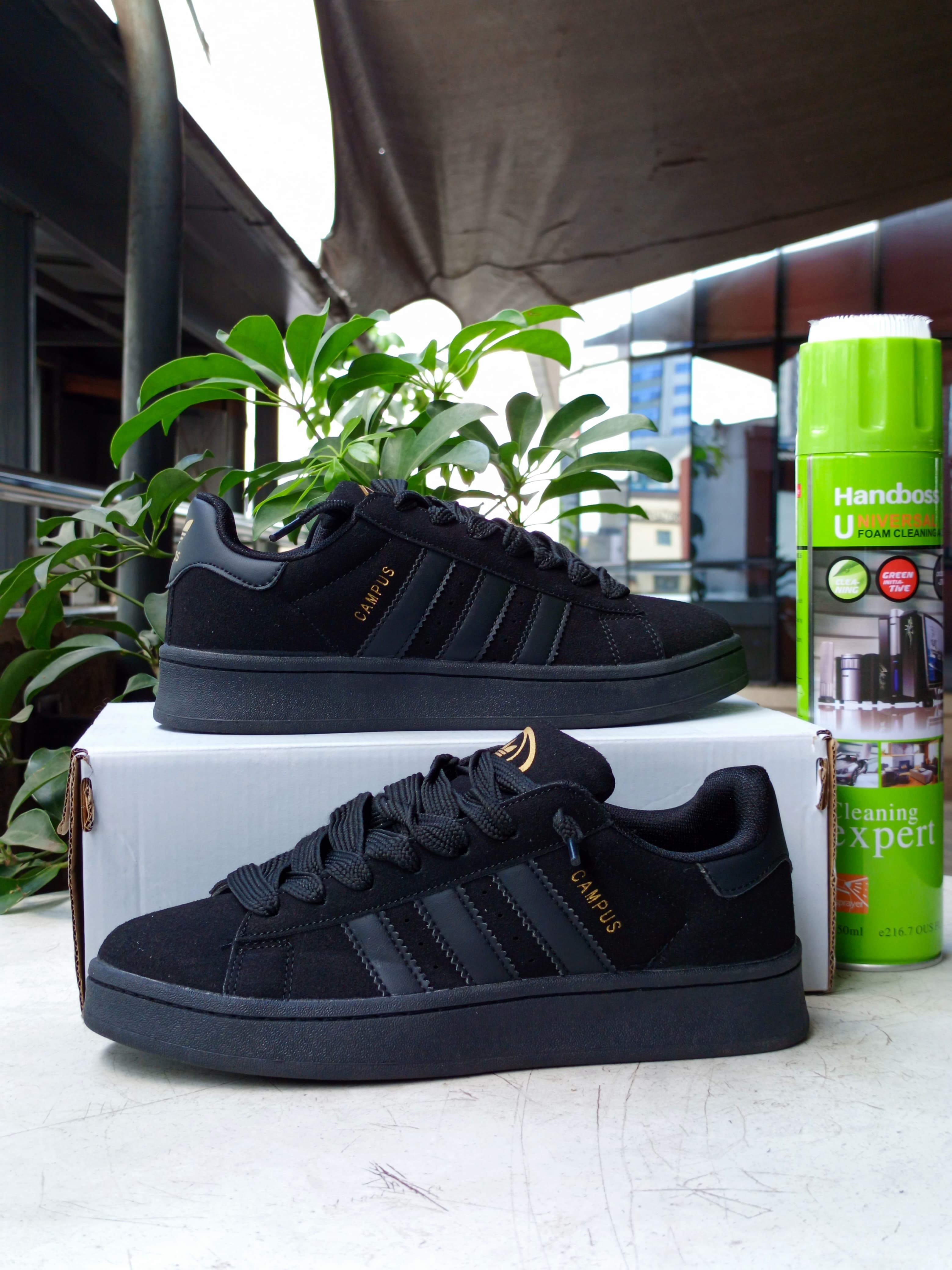 Adidas Campus Sneakers - Double Black & Gold Colorway | Men's & Women's Casual Shoes for Everyday Wear, Street Style & Gym Fashion