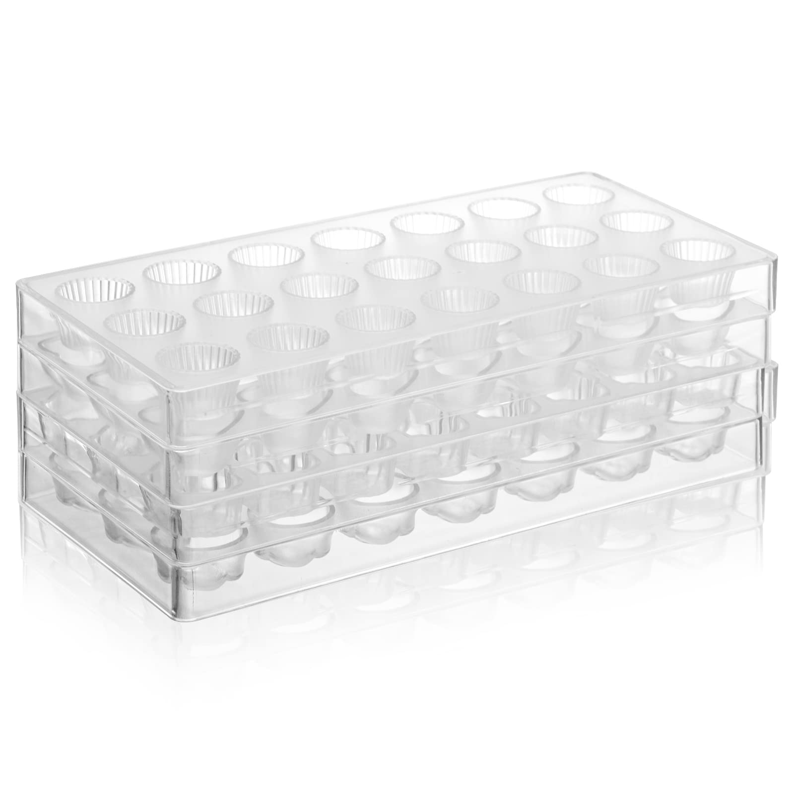 ZEAYEA 4 Pack 87 Grids Polycarbonate Chocolate Molds - Candy Making Molds for DIY Chocolate, Cookies, Mousse & Jelly - Heart, Rose, Crown & Cup Shapes - Perfect for Baking, Party Treats & Holiday Gifts
