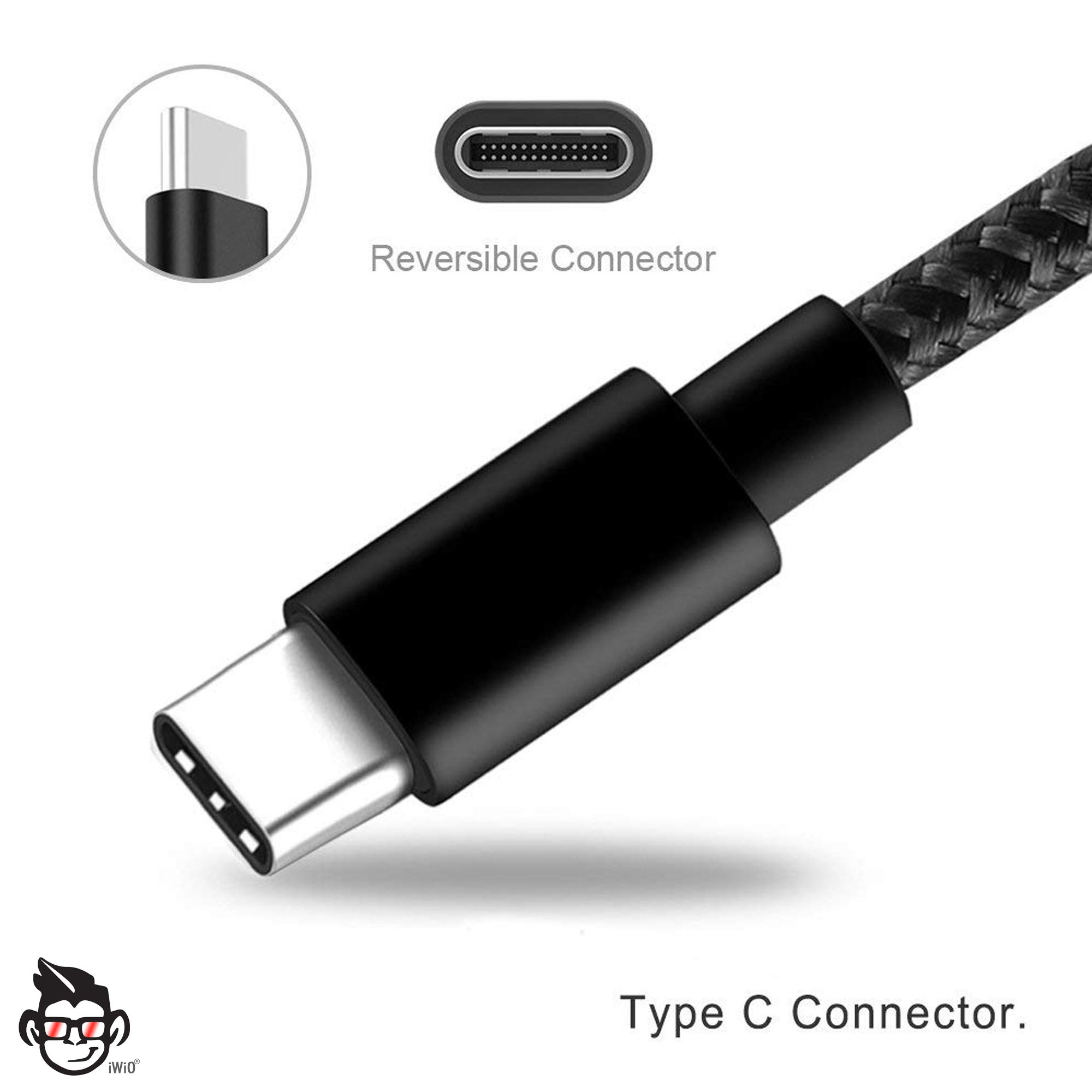 Samsung Fast Charger Adapter with Type-C Cable & 3m Braided Type-C Cable - Compatible with Galaxy S8/S8+/S9/S9+/A5/A7 (2017) - Fast Charging for Home, Office & Travel - Black (No Retail Packaging)