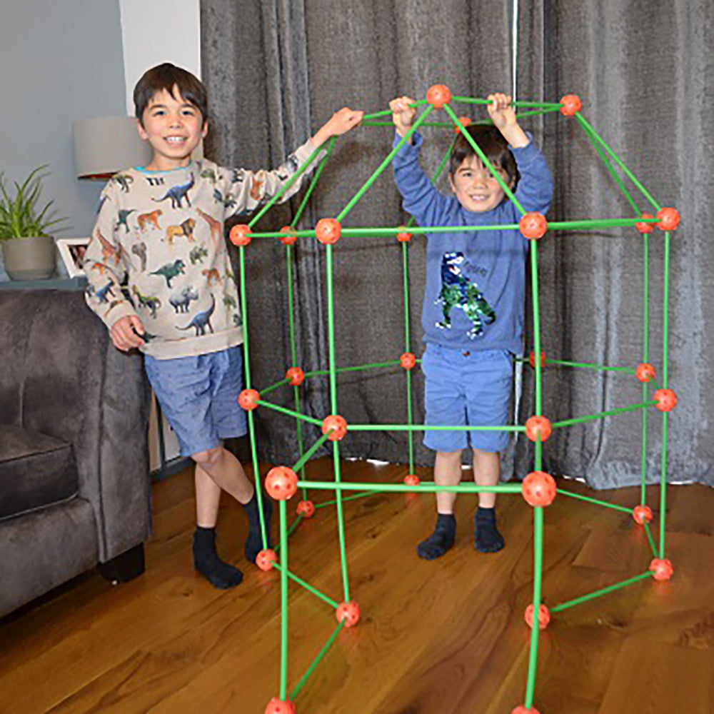 Buddy & Barney Wonderbox Workshop 85-Piece Glow in The Dark Fort Building Kit for Kids - Creative Indoor Play, Sleepover Fun & STEM Learning Activities