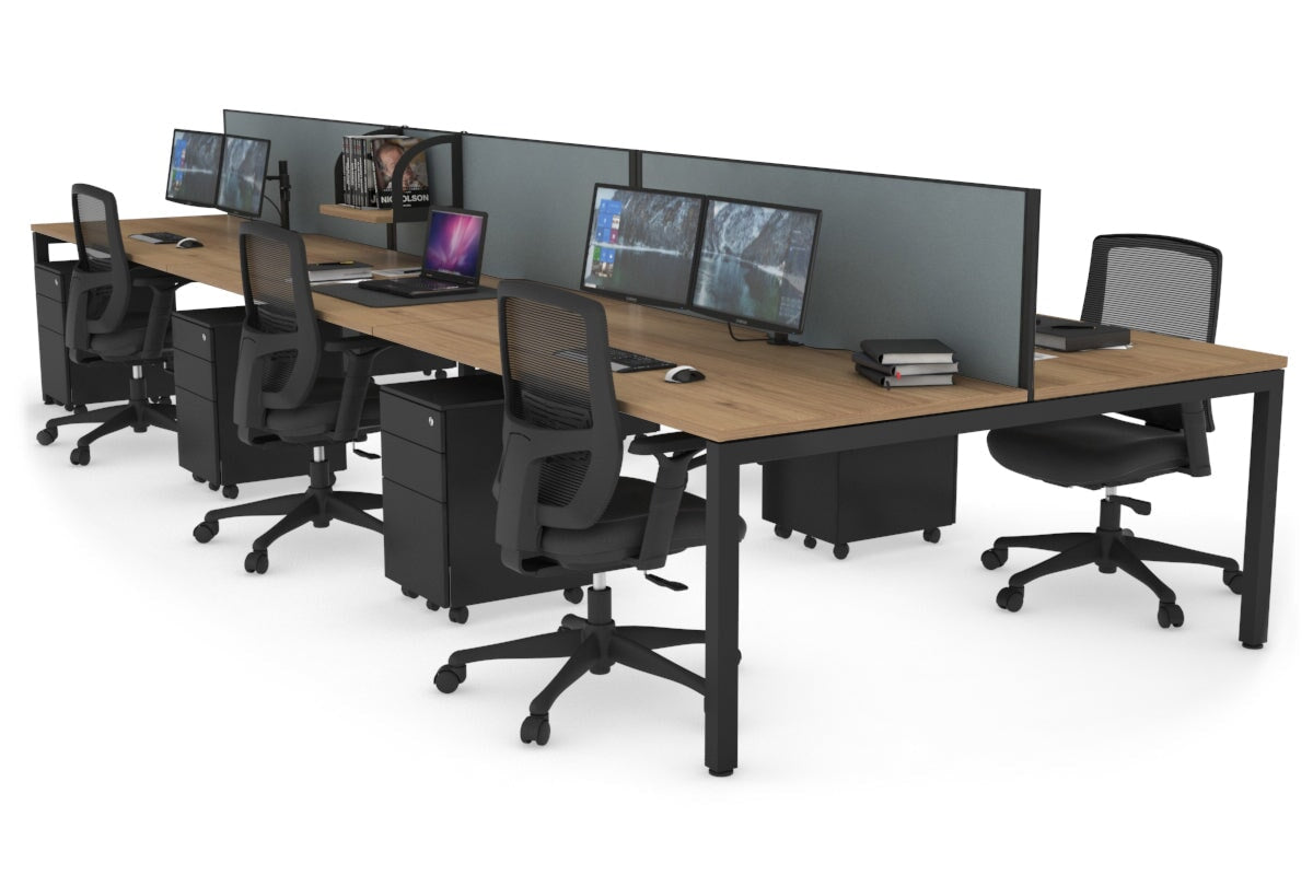 Quadro Square Legs 6-Person Office Workstation - 1800L x 800W with Cable Management - Ideal for Collaborative Workspaces & Open Office Environments