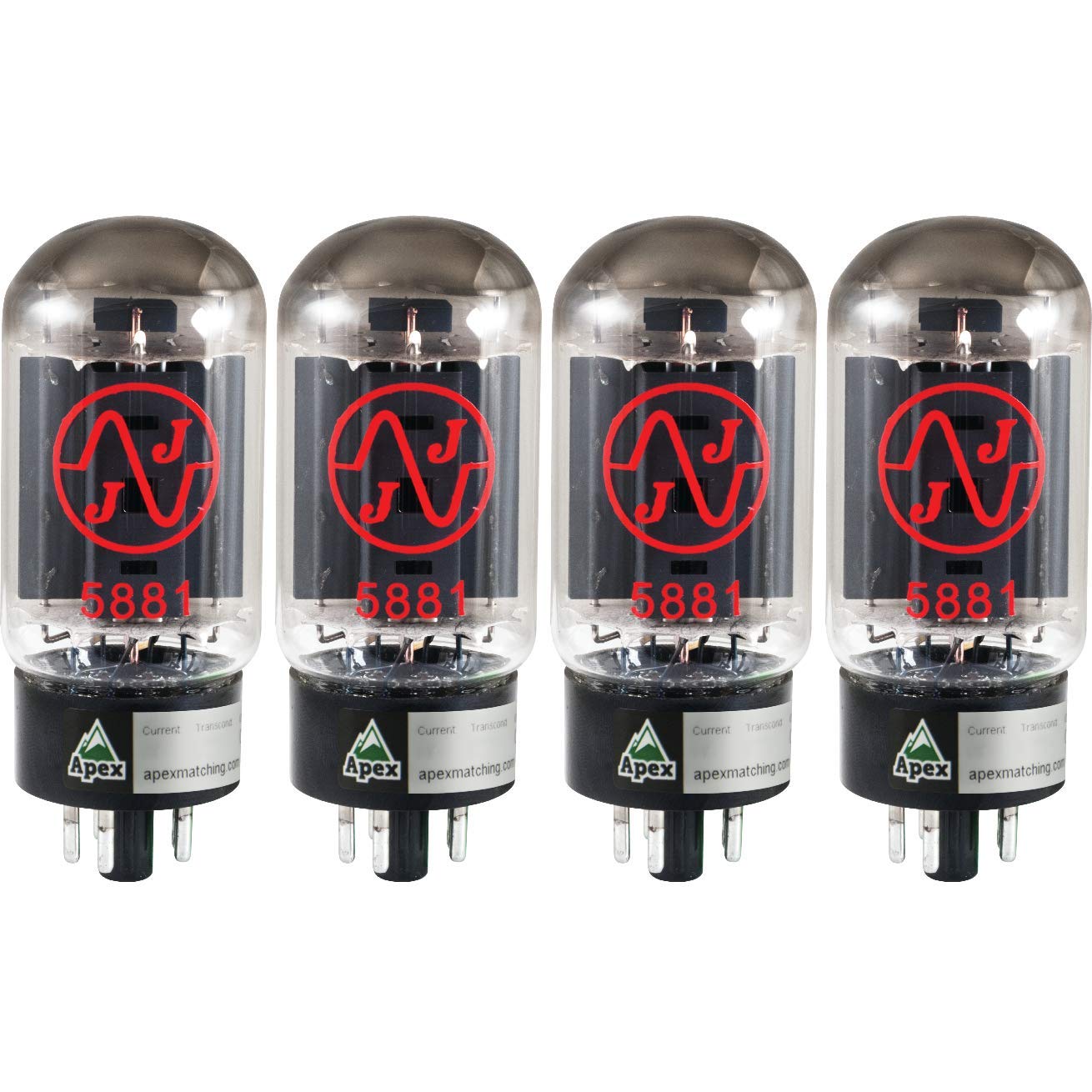 JJ Electronics 5881 Vacuum Tube - Apex Matched Quad for Guitar Amps & Audio Equipment | High-Performance Replacement Tubes for Musicians & Audiophiles