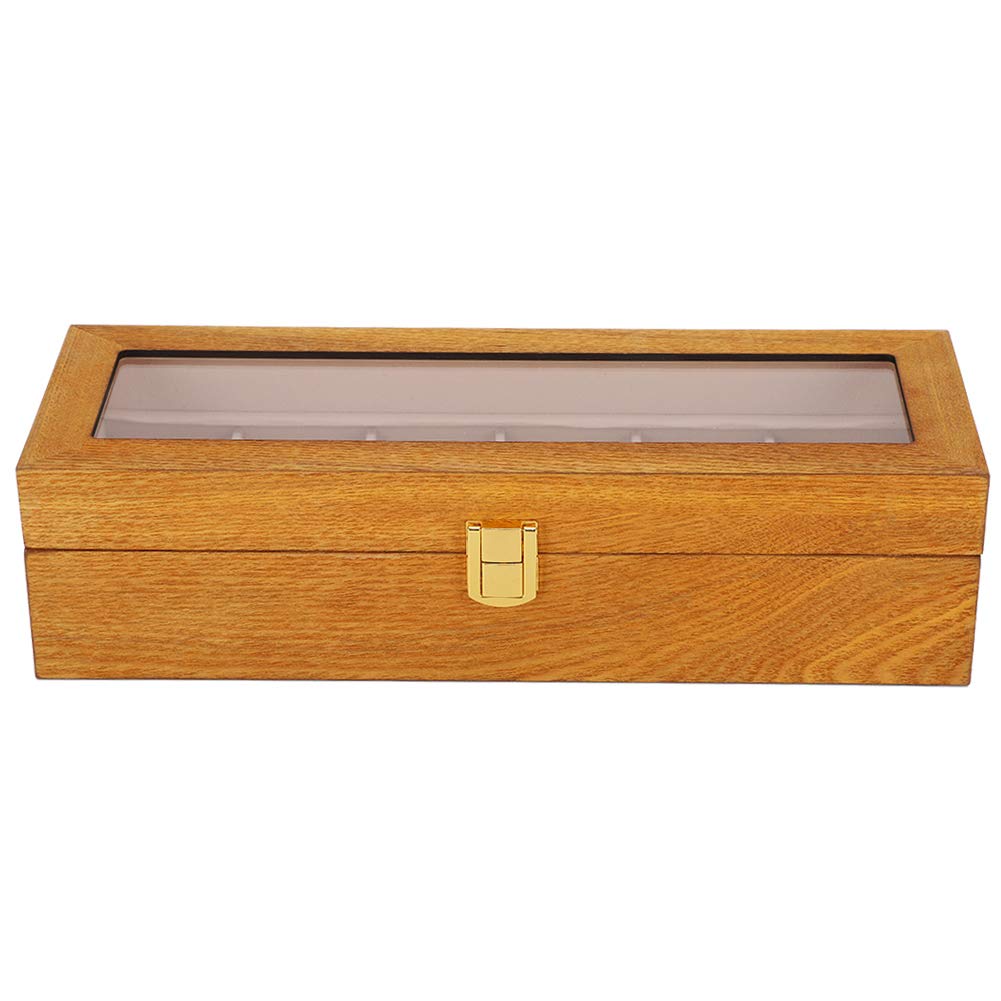 Premium Wooden Watch Display Case with 6 Grids & Clear Window - Luxury Watch Storage Box for Men & Women - Perfect for Home, Office, or Jewelry Store Display