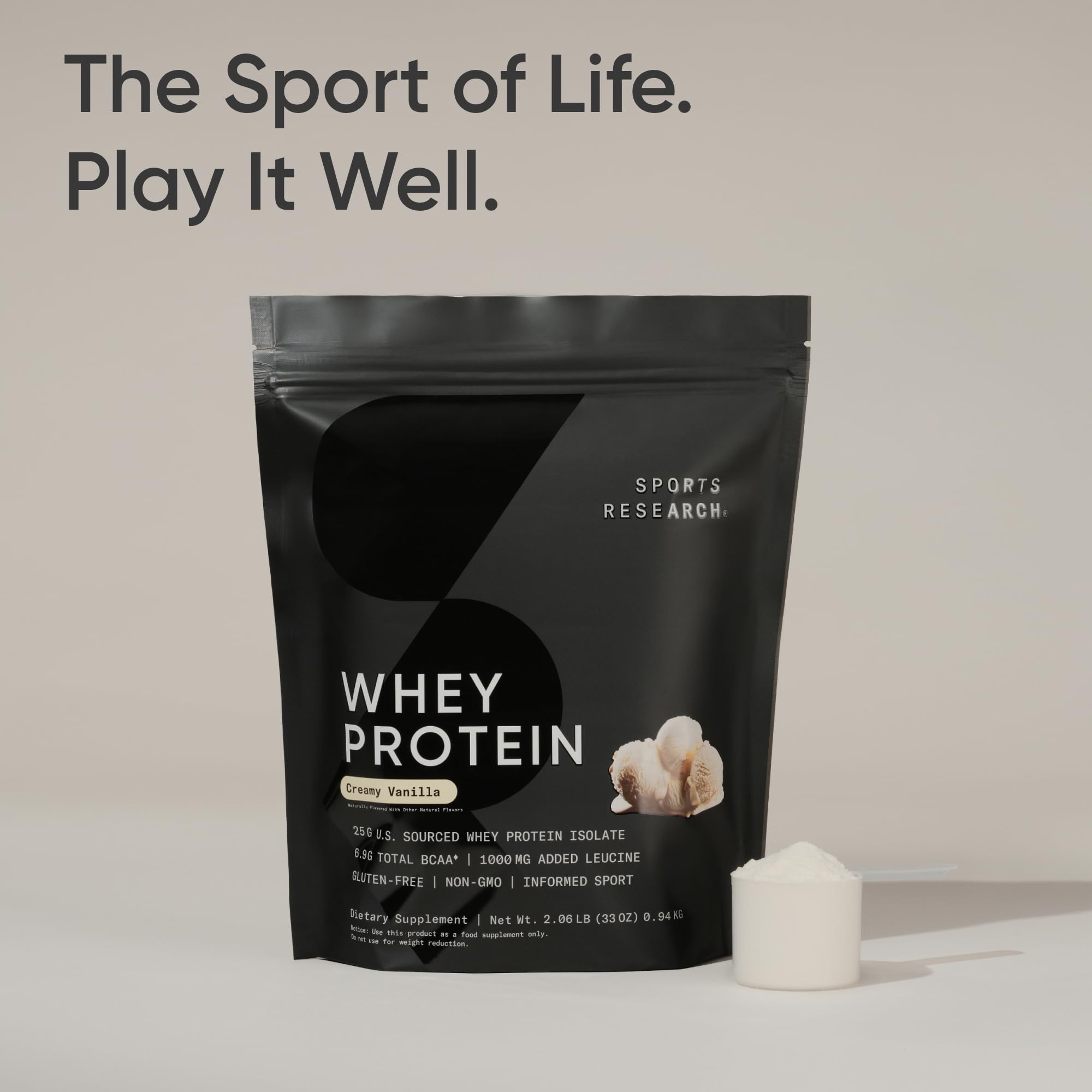Sports Research Whey Protein Isolate Powder - 25g Protein per Serving, Dutch Chocolate Flavor, 1.03kg Bulk Bag (25 Servings) - Premium Muscle Recovery & Post-Workout Nutrition for Athletes & Fitness Enthusiasts