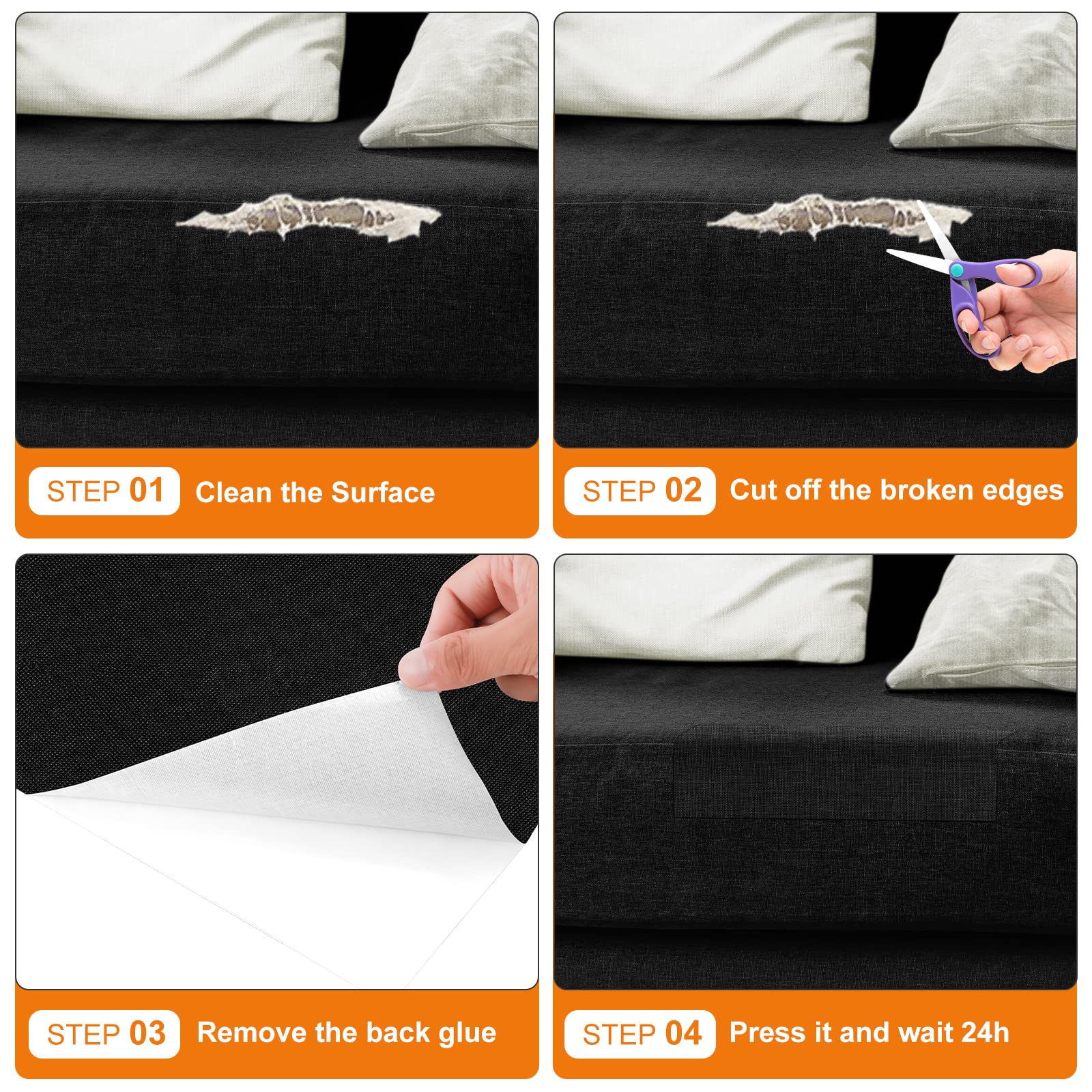2-Pack Self-Adhesive Fabric Repair Patches (8