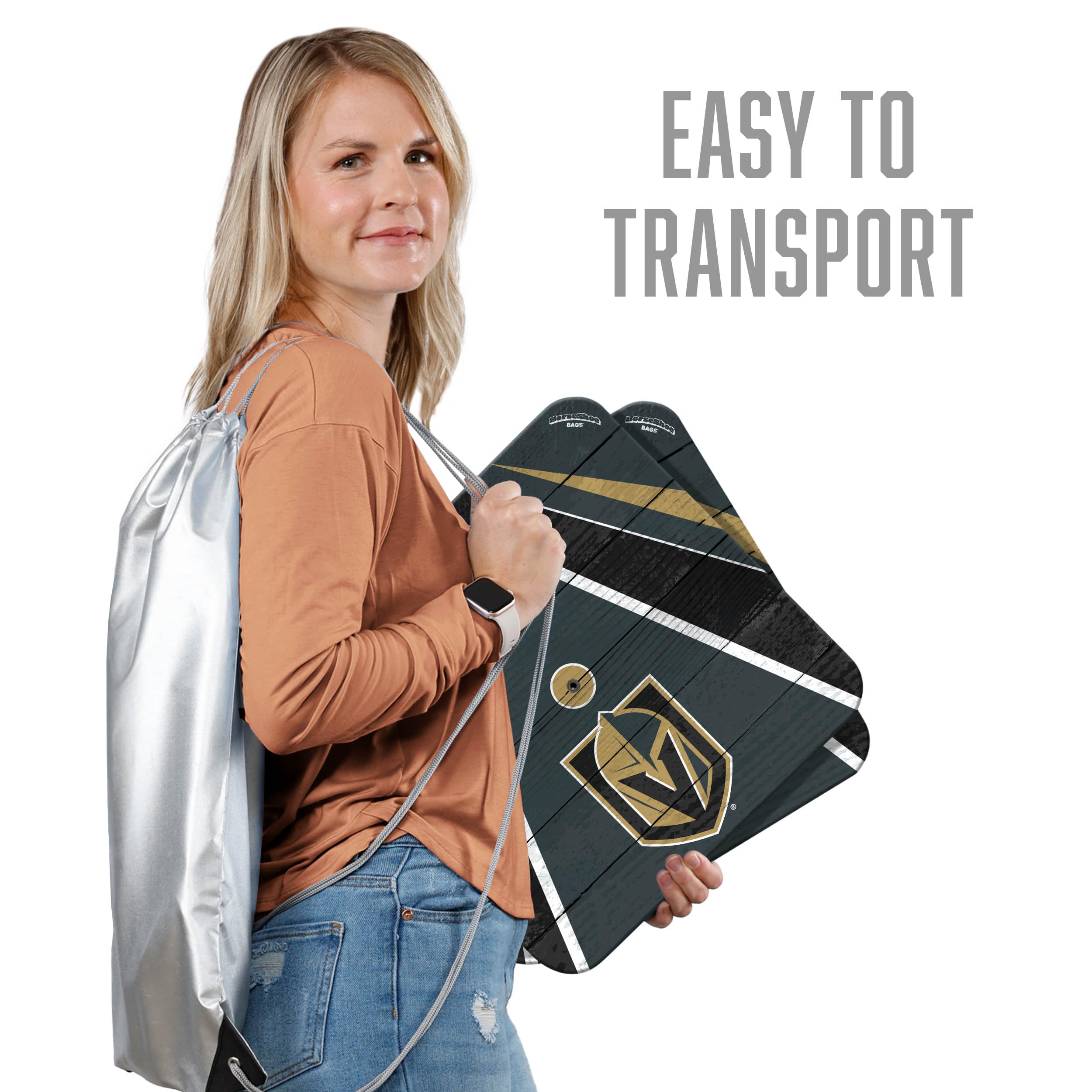 YouTheFan NHL Vegas Golden Knights Horseshoe Bags - Officially Licensed Hockey Team Duffel for Travel, Gym & Sports Gear Storage - Perfect for Fans, Players & Coaches