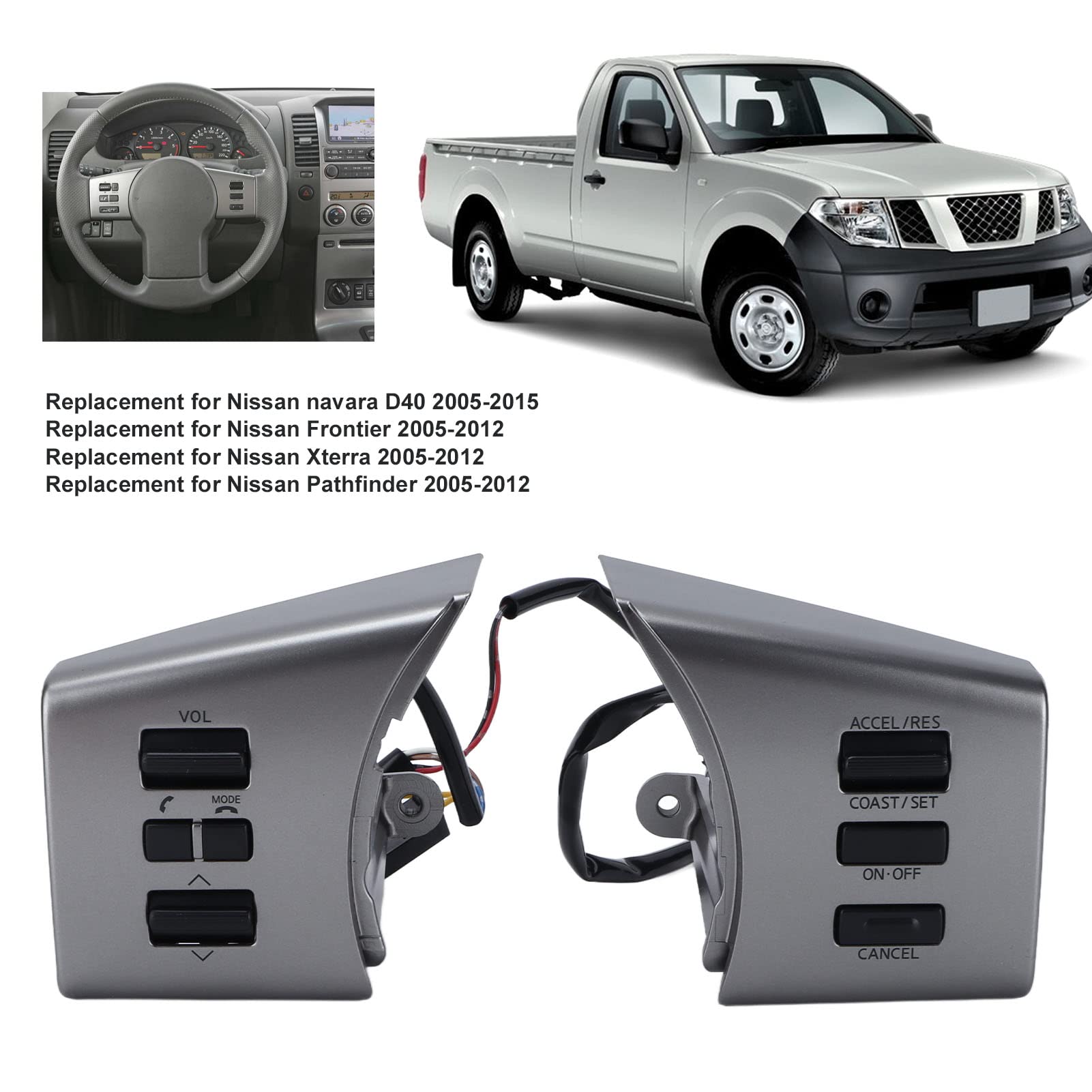KIMISS Steering Wheel Control Switch for Nissan Navara Frontier Pathfinder 2005-2015 - OEM Replacement Button with Easy Installation - Perfect for Car Audio & Cruise Control Upgrades