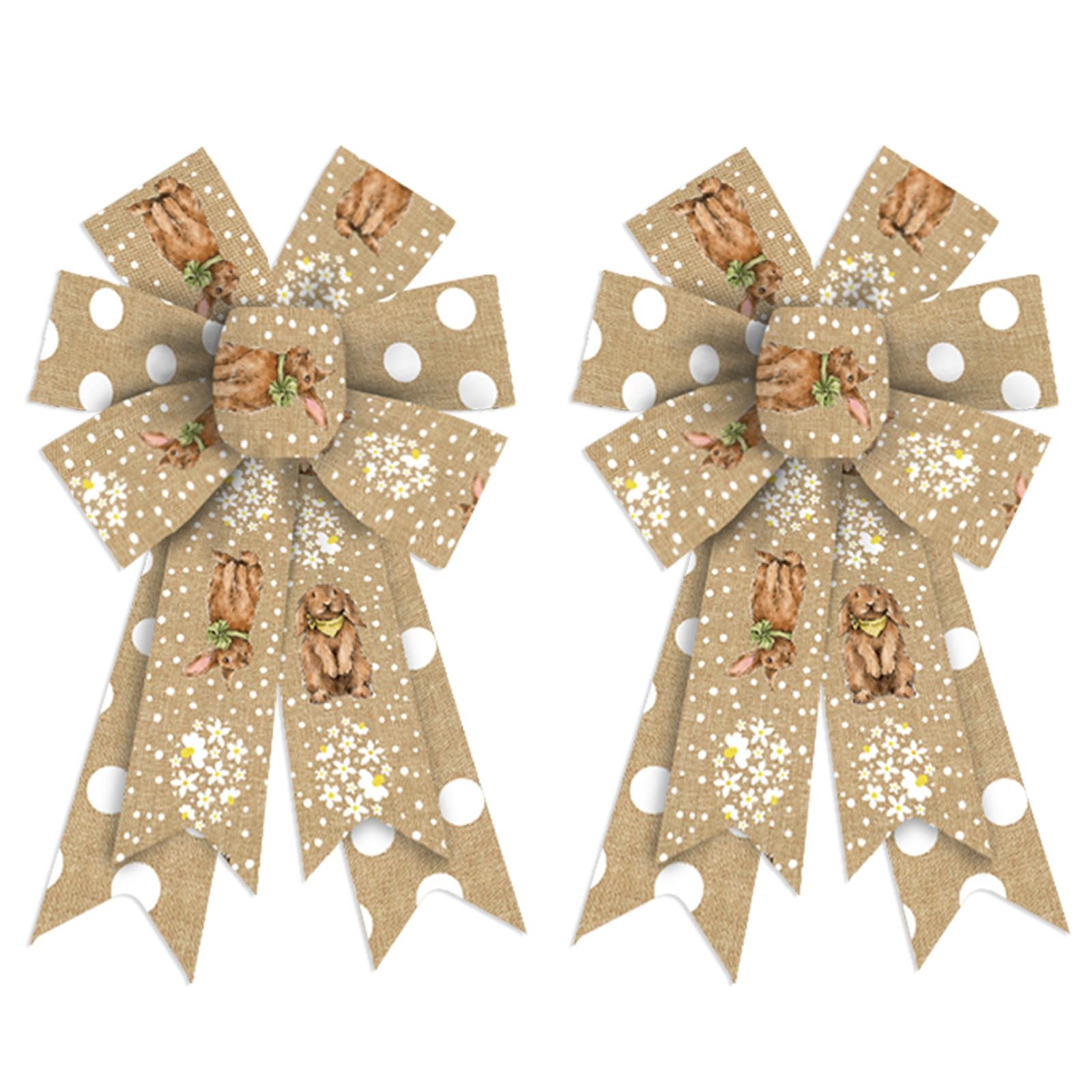 2PCS Easter Wreath Bows - Bunny Floral Decor for Spring Party