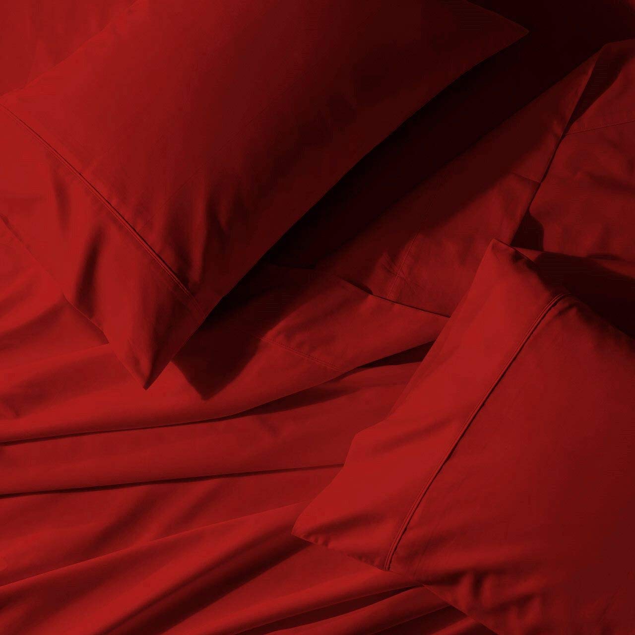 Luxury King Size Sheets Set - 4 Piece Extra Soft & Breathable Cooling Bed Sheets with Deep Pockets - Easy Fit Hotel Quality Solid Burgundy Bedding for Ultimate Comfort - Perfect for Master Bedroom, Guest Room or Vacation Home