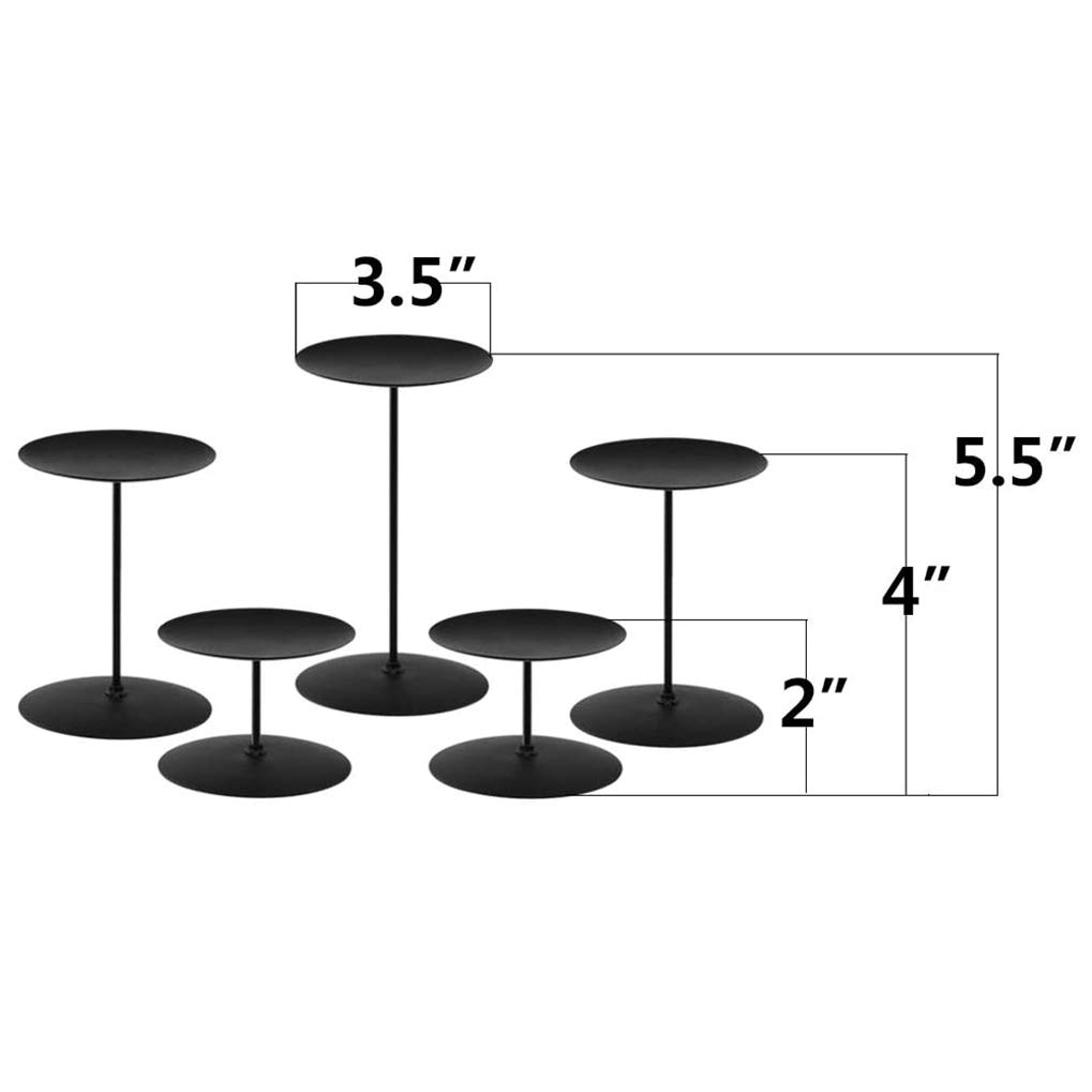 Modern Black Iron Candle Holders for Pillar Candles - Set of 5 Sturdy Fireplace Candelabra, Table Centerpiece for Home Decor, Weddings & Romantic Dinners - Elegant Rustic Candle Sticks for Mantel, Dining Table & Special Occasions
