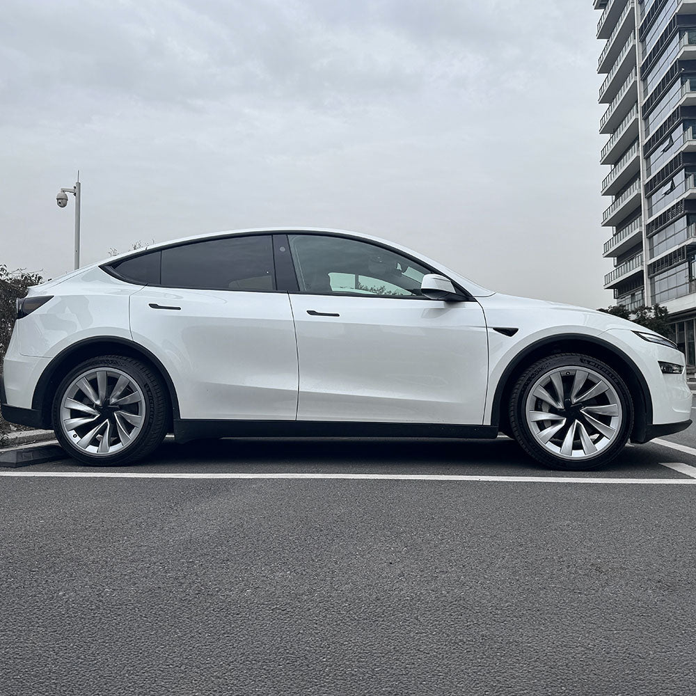 2025+ Tesla Model Y 20 Inch Helix Wheel Protectors - Premium ABS Curb Rash Guards for All-Weather Protection | Easy Snap-On Installation | Perfect for Parking, City Driving & Road Trips