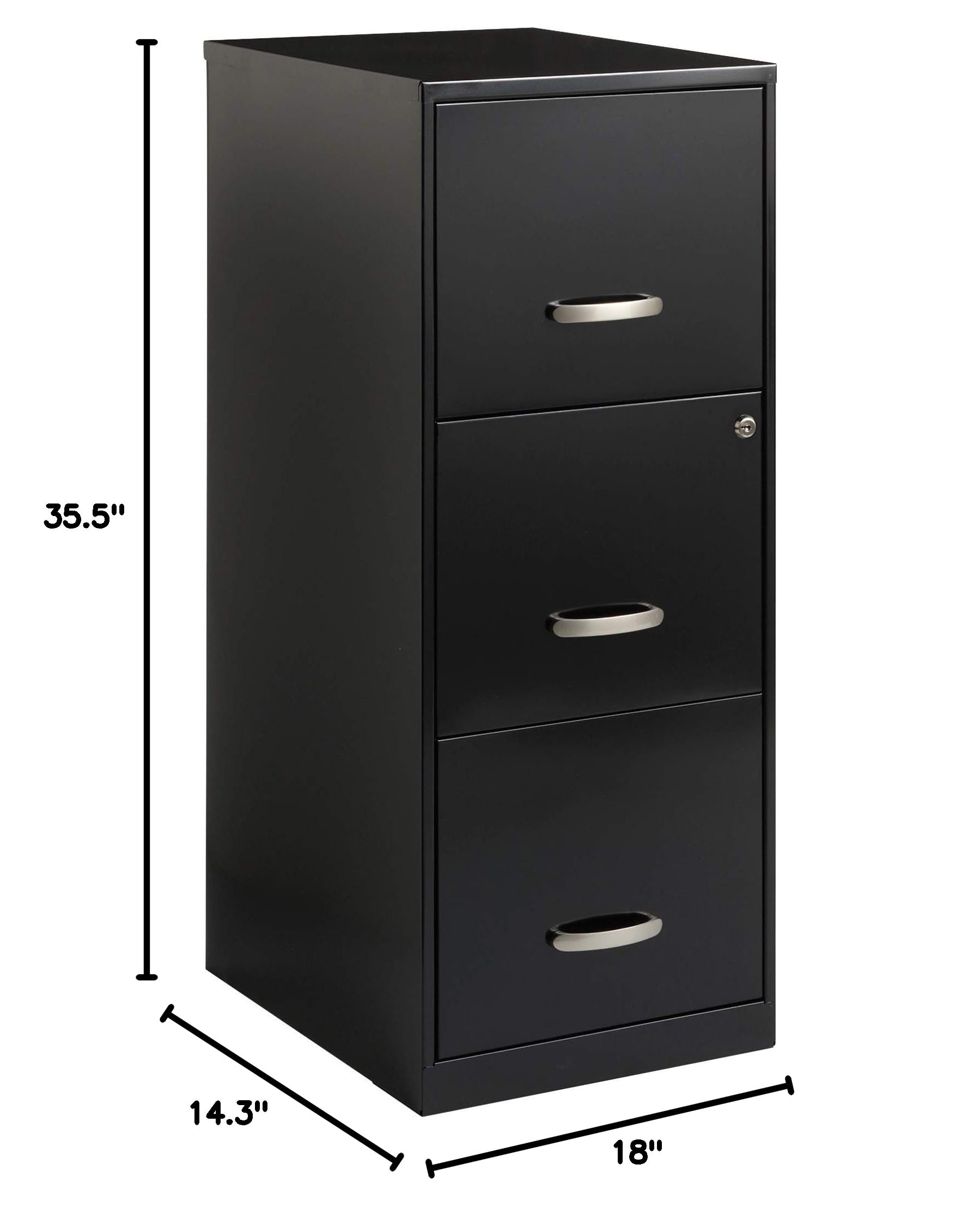 Lorell SOHO 18-Inch 3-Drawer Vertical File Cabinet - Office Storage Solution for Documents, Files & Supplies - Perfect for Home Office, Small Business & Workspace Organization