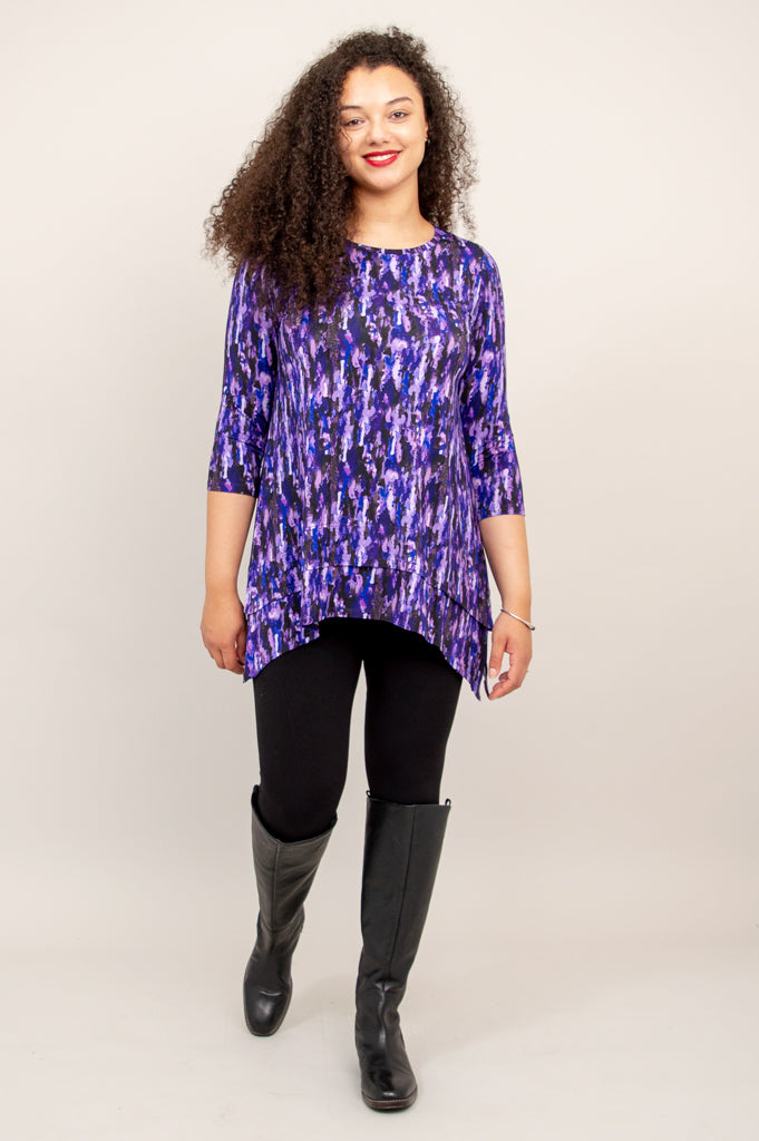 Kindness Tunic Top for Women - Soft Bamboo Fabric in Plum Rain Color - Perfect for Casual Wear, Office Outfits & Summer Dresses