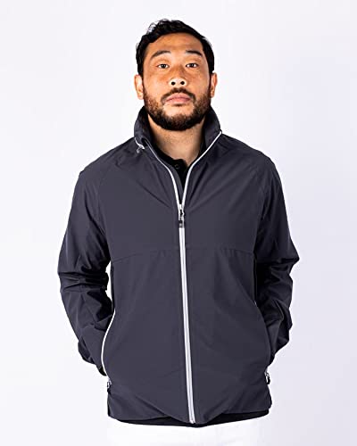 Cutter & Buck Men's Waterproof Stretch Full Zip Rain Jacket - Lightweight Windproof Outdoor Jacket for Hiking, Camping & Travel