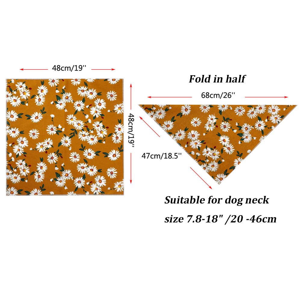 **Washable Cotton Dog Bandanas & Cat Scarves - Cute Flower Print Pet Bibs for Small Medium Large Dogs - Perfect for Grooming, Photos & Daily Walks**