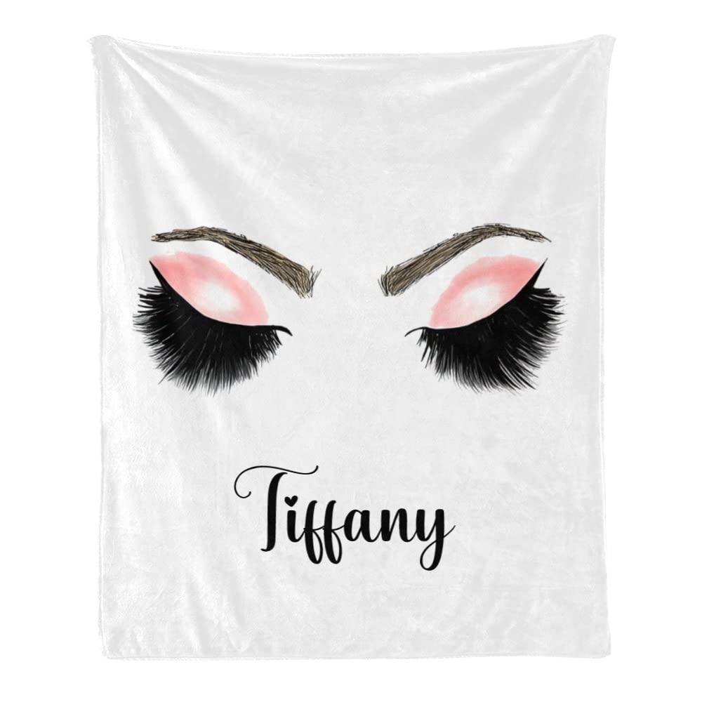 Custom Personalized Fleece Throw Blanket with Eyelash Art Print - Soft Cozy Blanket for Sofa, Bed & Couch - 50x60 Inch - Perfect Gift for Birthday, Anniversary & Holidays