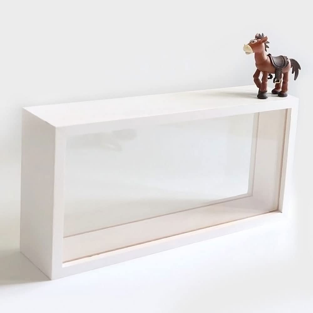 Premium Wooden Shadow Box Frame - Double-Sided HD Plexiglass Display Case for DIY Projects, Dried Flowers, Specimens, Handicrafts & Baby Keepsakes (White) - Perfect for Home Decor, Wedding Memories & Photo Displays