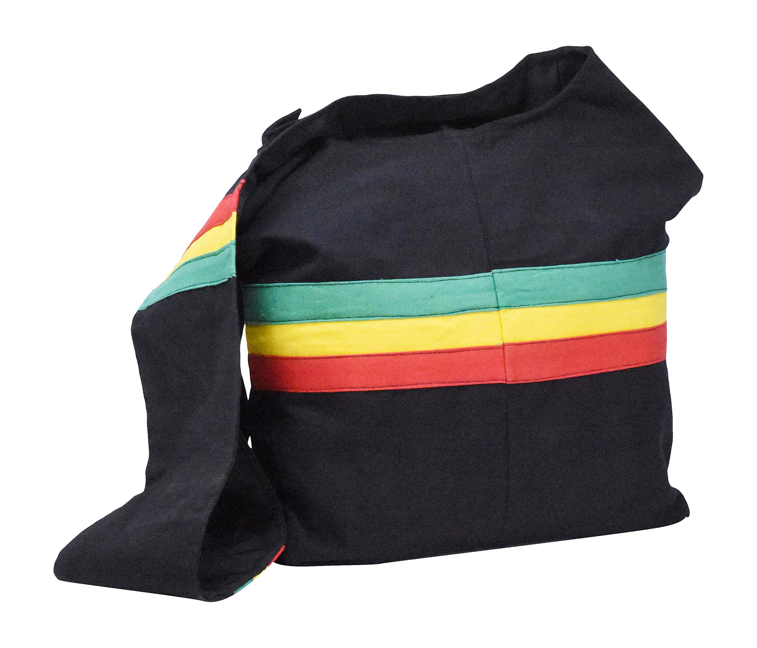 Mandala Crafts Rasta Stripe Hippie Tote Bag - Large Boho Hobo Purse for Women | Crossbody Shoulder Bag for Festival, Beach & Travel
