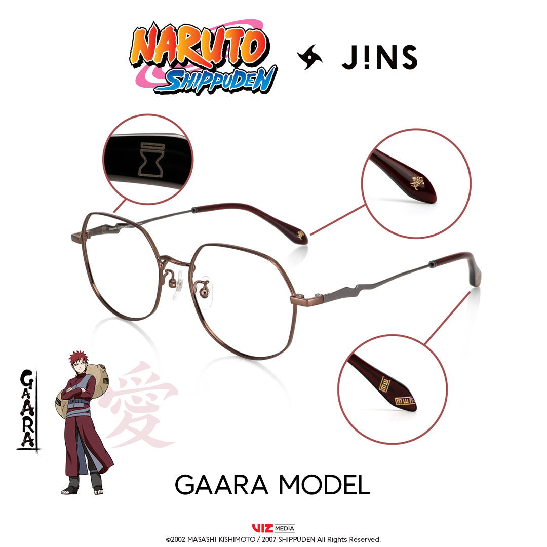 JINS x NARUTO GAARA Model Dark Brown Anime Sunglasses - Stylish Cosplay Eyewear for Anime Fans & Naruto Collectors (Perfect for Conventions, Cosplay Events & Daily Wear)