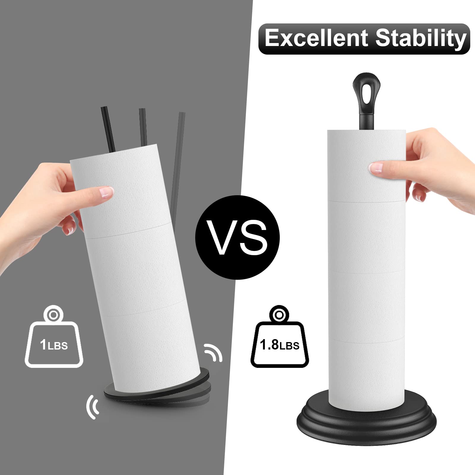Rustproof Free Standing Toilet Paper Holder - Metal Bathroom Tissue Roll Stand Storage Organizer for Home, Office & RV - Black Bathroom Accessory for Modern & Compact Spaces