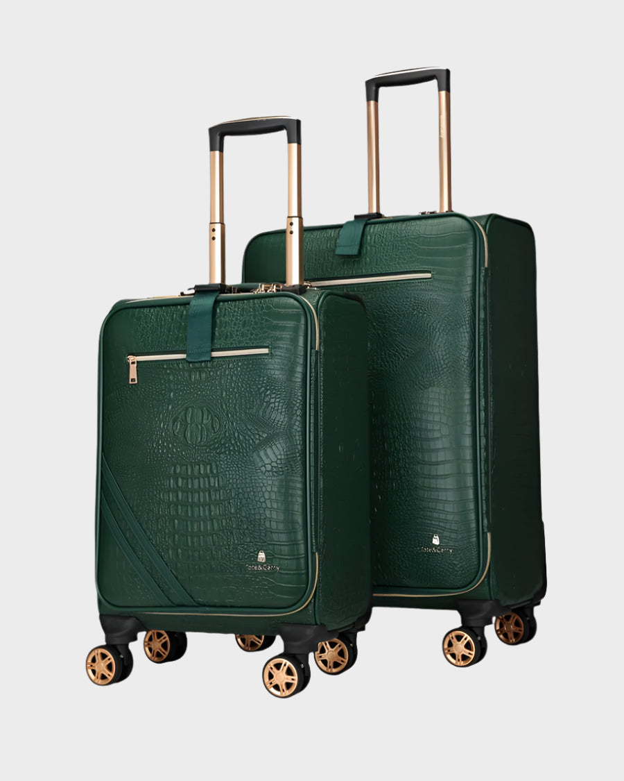 Apollo 2-Piece Luggage Set in Emerald Green - Lightweight Spinner Suitcase for Travel, Business Trips & Vacations | Durable Hardshell Carry-On & Check-In Baggage
