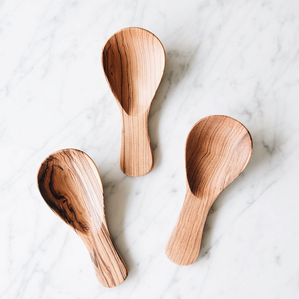 Premium Wild Olive Wood Rice Scoop - Natural, Eco-Friendly Kitchen Utensil for Cooking, Serving & Measuring Rice - Perfect for Rice Bowls, Sushi & Grain Dishes
