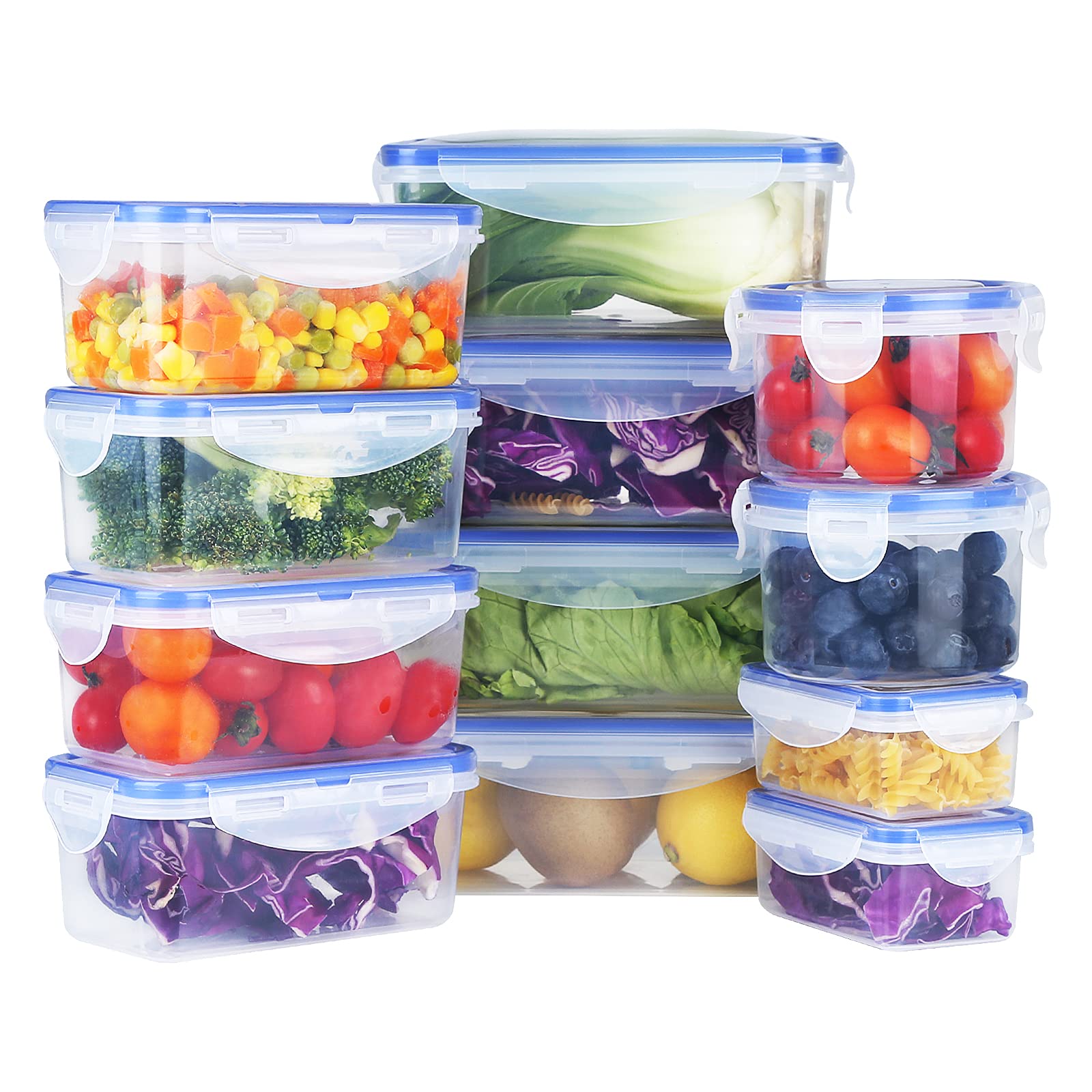 BPA-Free Clear Plastic Food Storage Containers with Lids - 12-Pack Reusable Meal Prep Containers (38 Cup/10 Quart Total) for Lunch Boxes, Kitchen Organization & Leftovers Storage