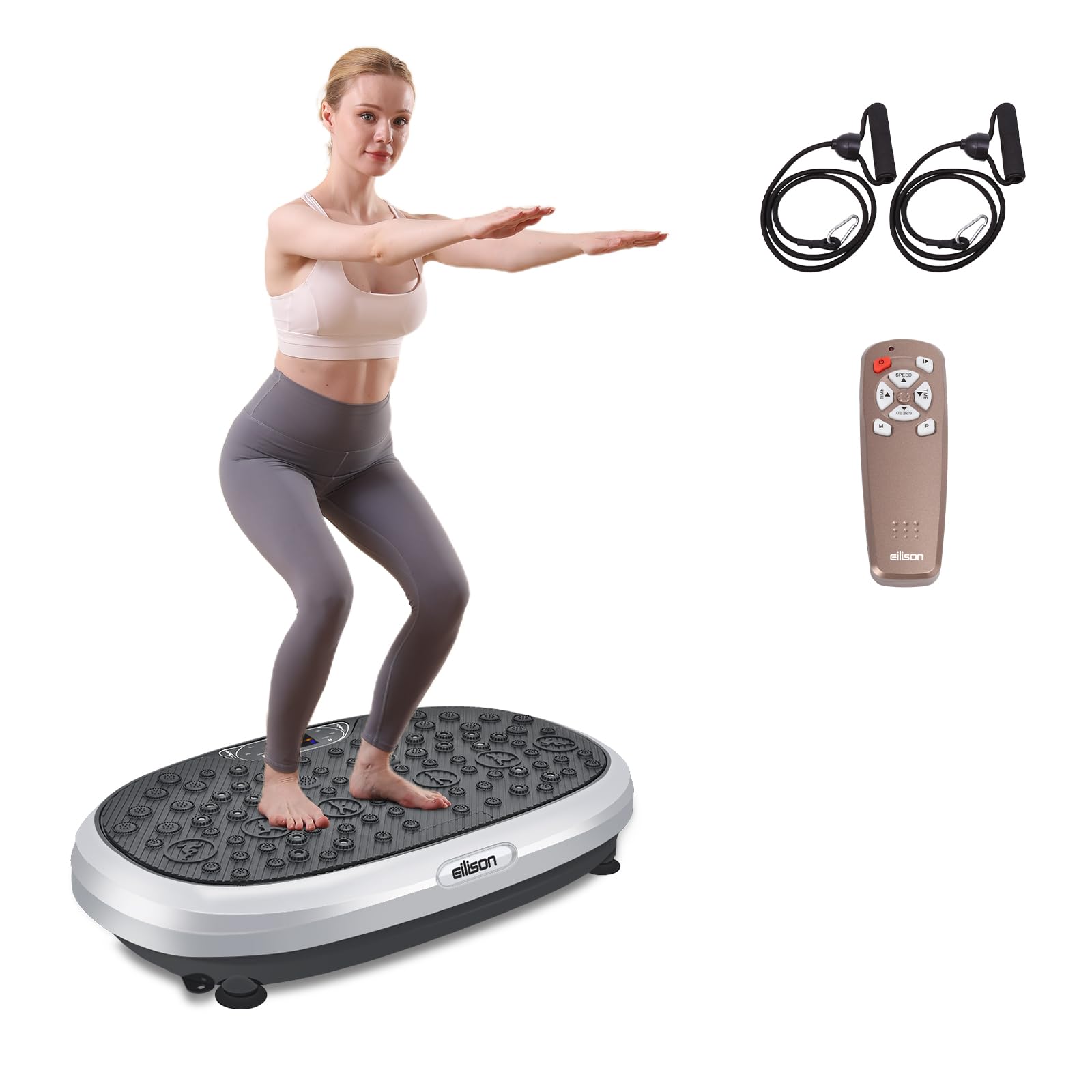 EILISON FitMax 3D XL Vibration Plate Exercise Machine - Whole Body Vibration Platform with Resistance Bands for Weight Loss, Toning & Lymphatic Drainage - Home Gym Equipment for Fitness, Recovery & Wellness (Ideal for Home Workouts, Physical Therapy & Relaxation)
