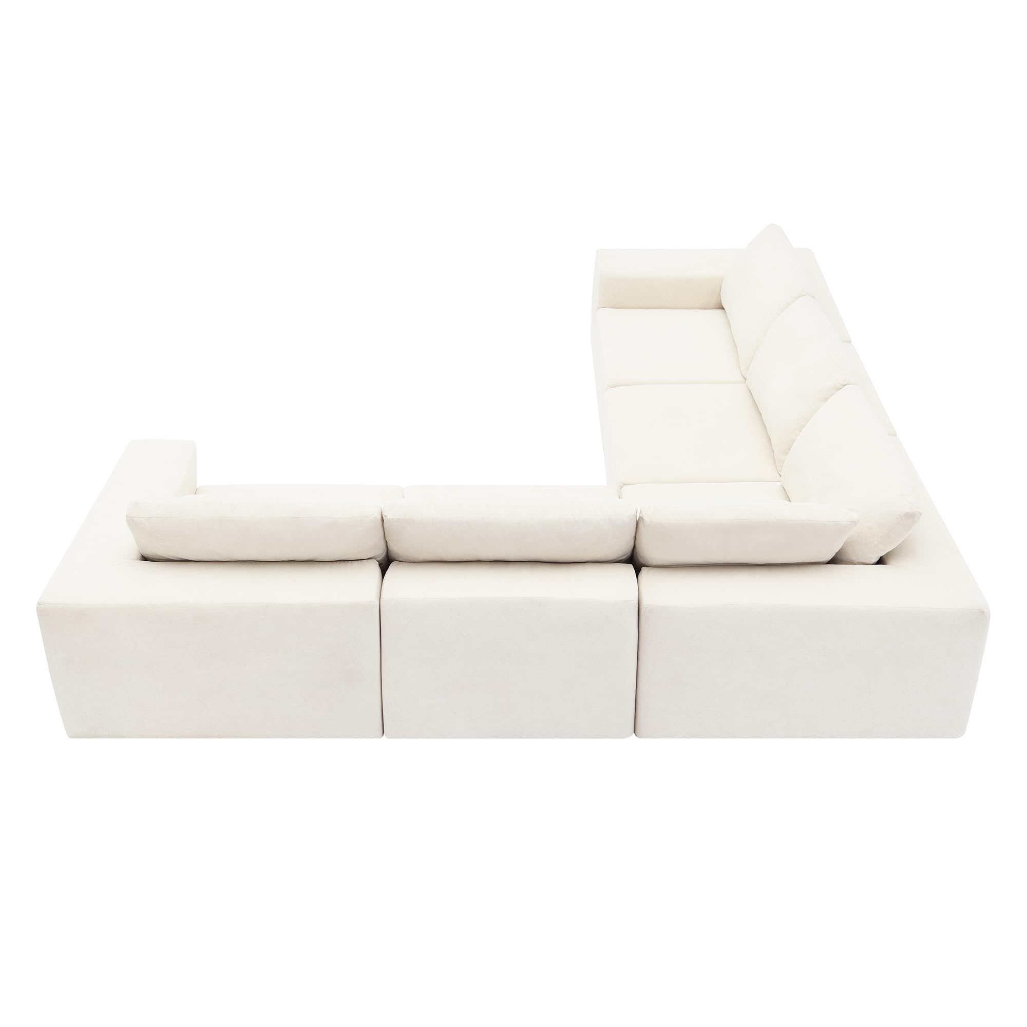 HABITRIO Modular L-Shaped Sectional Sofa Set - Luxury Upholstered Floor Couch with Convertible Sofa Bed for Living Room & Bedroom - Beige - Perfect for Small Spaces, Apartments, and Cozy Home Decor