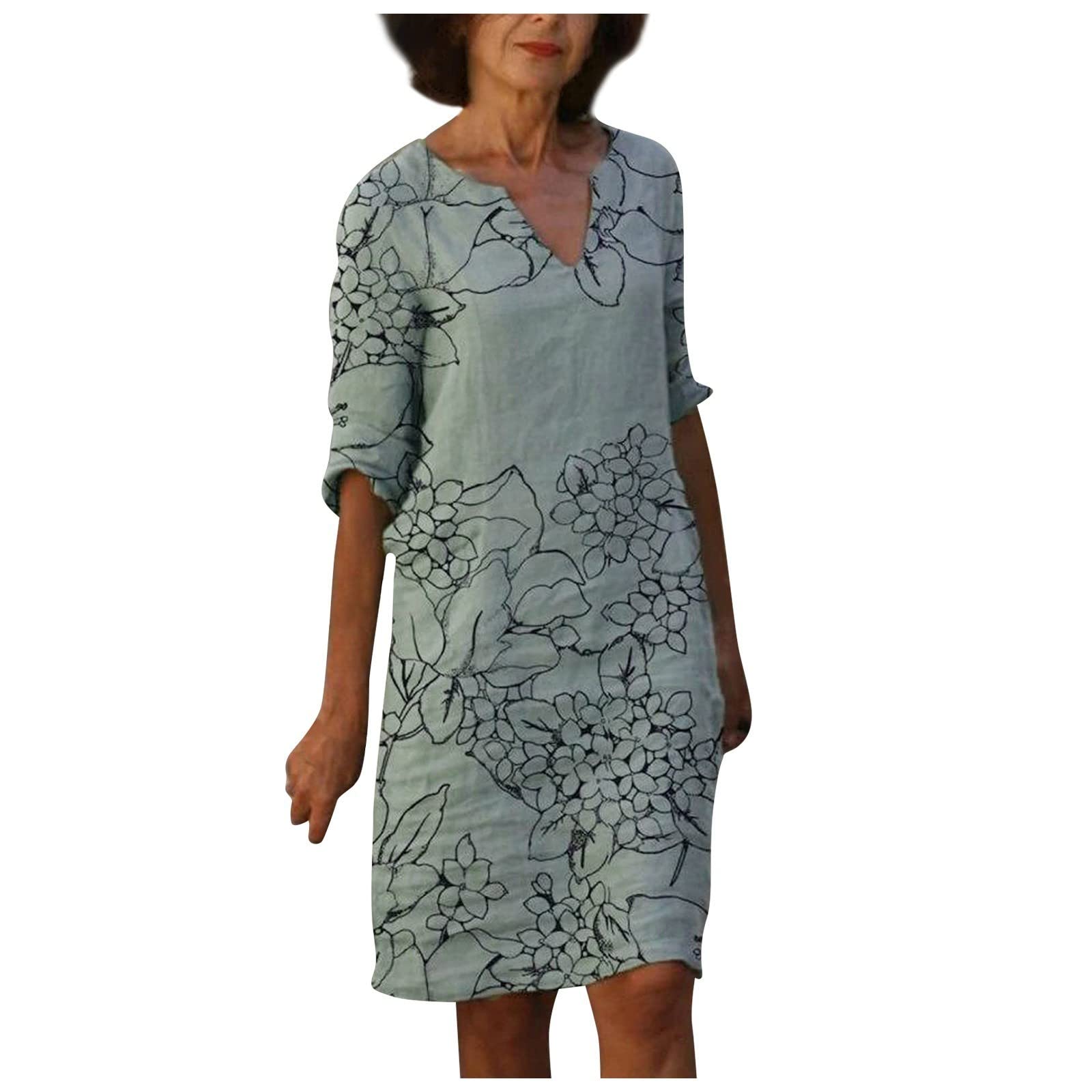 Retro Floral Print V-Neck Short Sleeve Summer Dress for Women - Comfortable Casual Wedding Guest & Cocktail Party Outfit | Perfect for Garden Parties, Beach Vacations & Date Nights