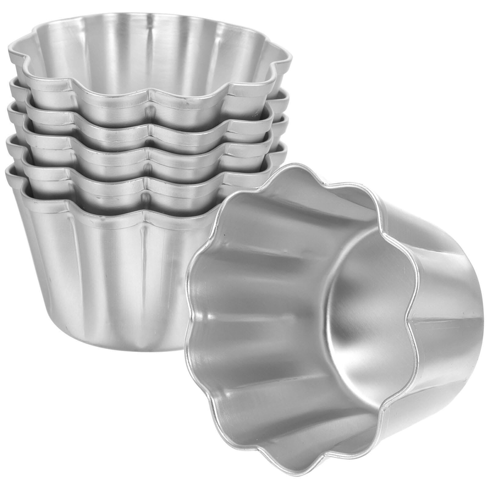 6-Piece Aluminum Egg Tart Molds - Mini Pie Tins, Tart Pans & Cupcake Baking Cups for Home Baking | Perfect for Desserts, Puddings & Pastries
