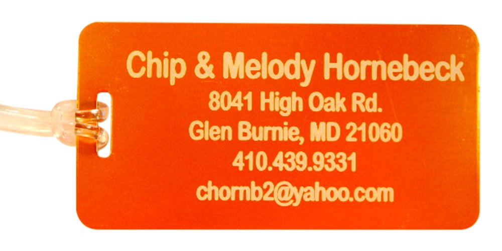 Custom Engraved Jumbo Aluminum Luggage Tags (5-Pack, Orange) - Personalized Front & Back for Travel, Suitcases, Backpacks & Gift Giving