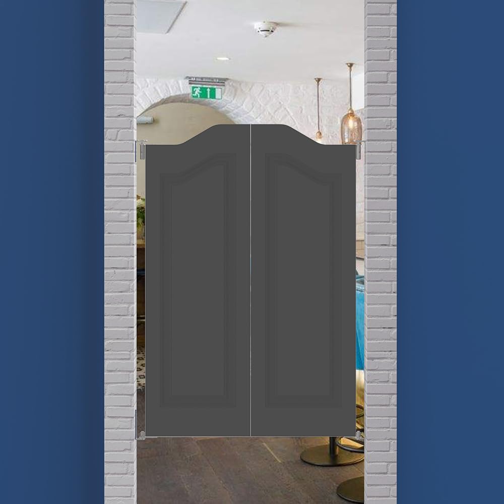32 Inch Black Vertical Stripe Cafe Door - Two-Way Swinging Door with Automatic Closing for Kitchen, Bathroom or Bar (Fits 24/30/32/36 Inch Openings) - Perfect for Restaurants, Coffee Shops and Home Use