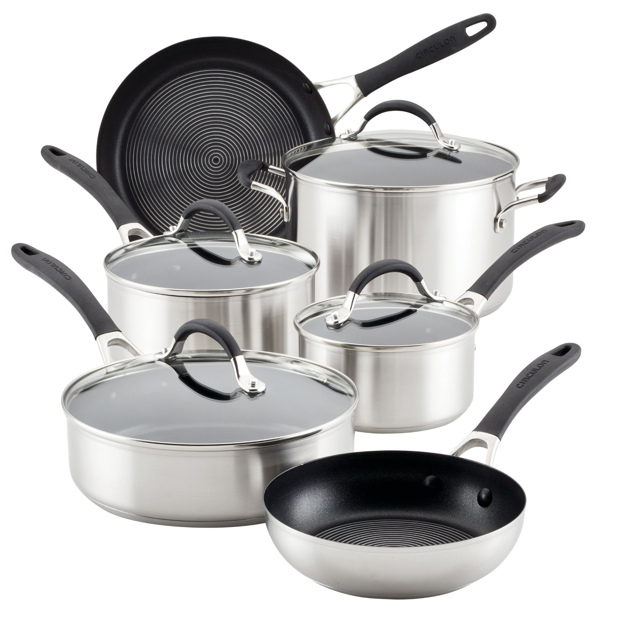 10-Piece Hybrid Stainless Steel Cookware Set - Nonstick & Durable Pots and Pans for Professional Cooking, Baking & Everyday Kitchen Use
