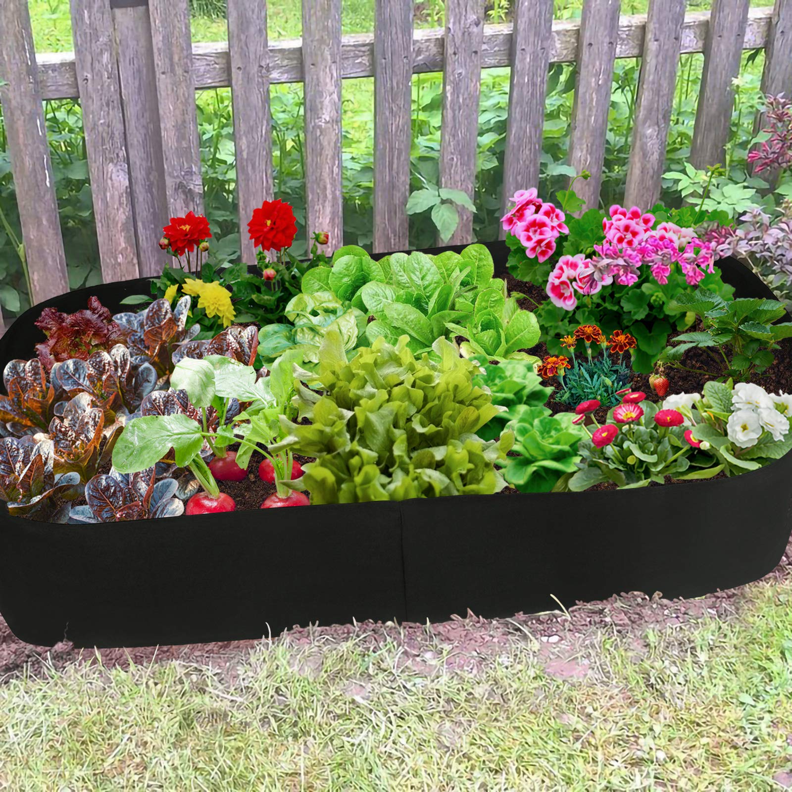 Firlar 35.4x70.8 Inch Black Fabric Raised Garden Bed - Durable Planting Grow Bag for Herbs, Flowers, Vegetables | Perfect for Patio, Balcony & Backyard Gardening
