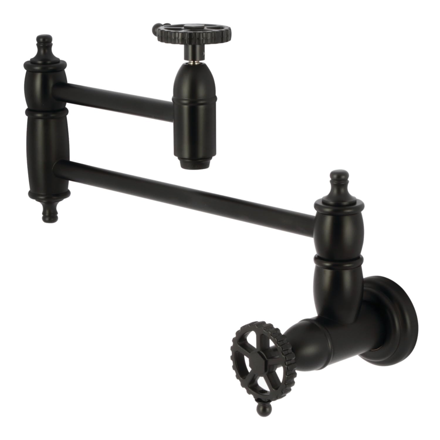 Kingston Brass KS3100CG Matte Black Wall Mount Pot Filler Faucet - High Arc Kitchen Sink Faucet for Easy Pot Filling & Cooking
