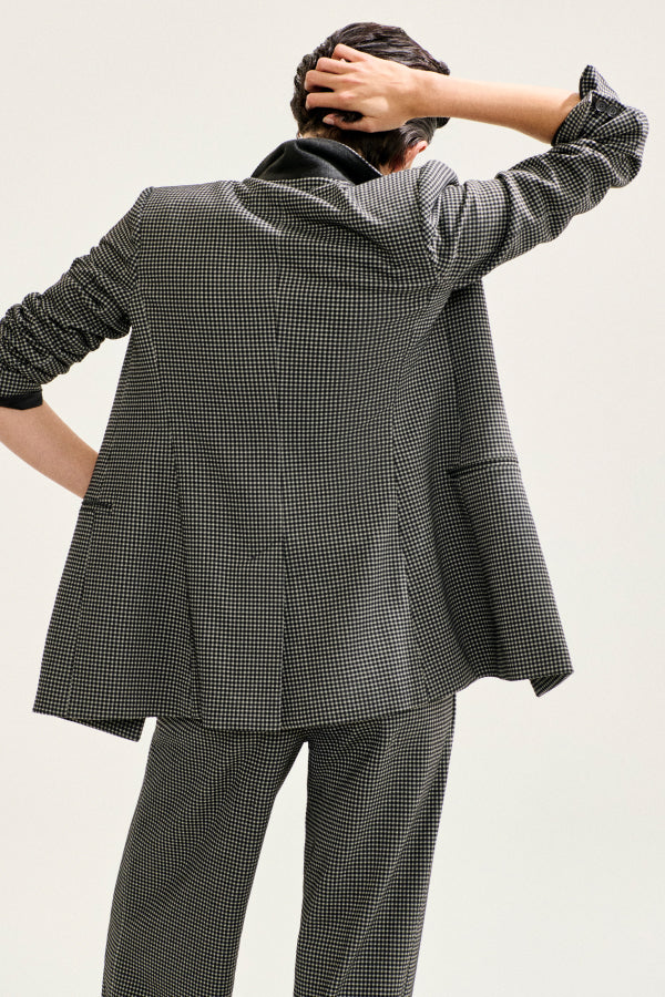 Tinsley Wide Leg Pants for Women - Soft Knit Suiting Fabric with Classic Check Pattern | Office Wear & Casual Outfits