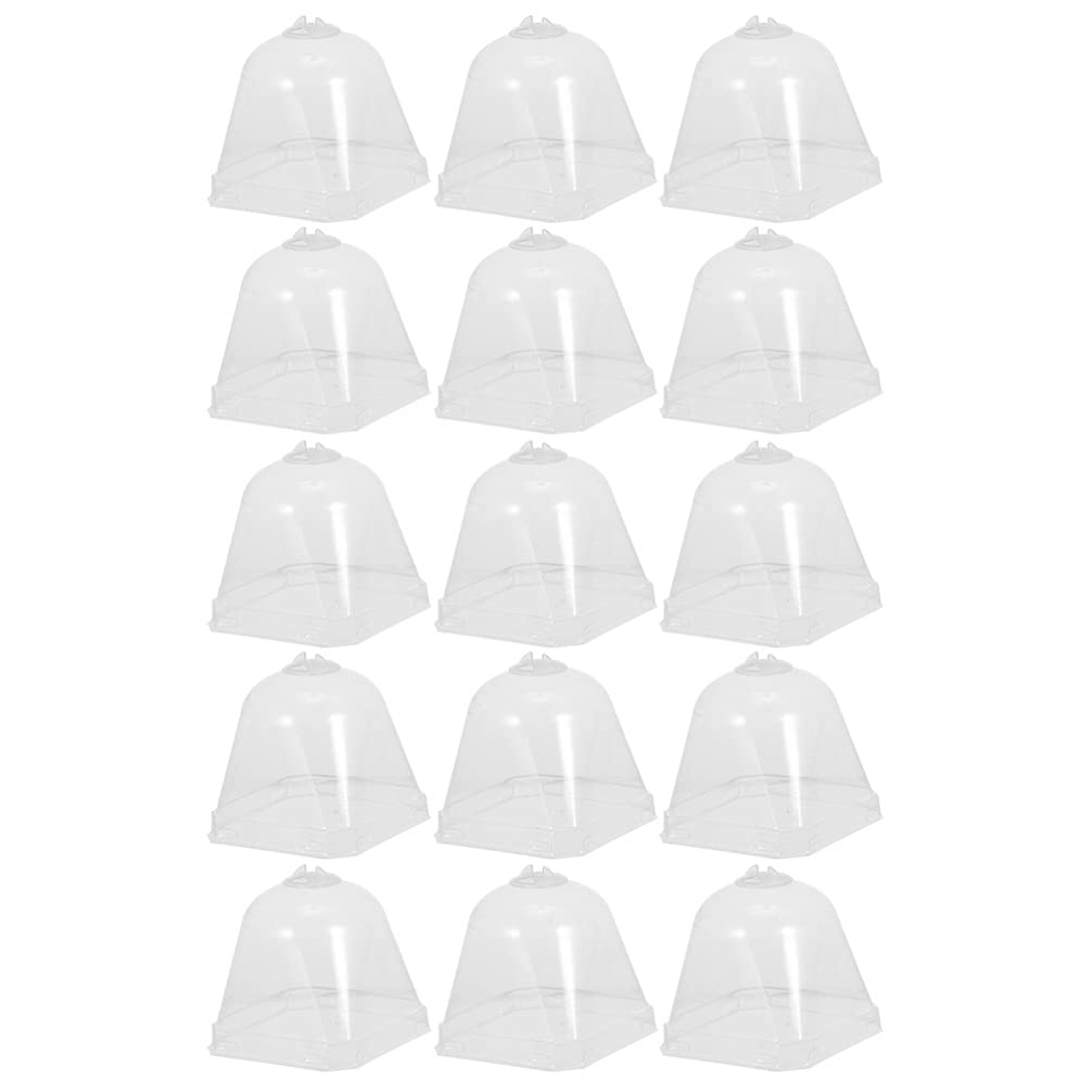 DOITOOL 15pcs Transparent Plastic Plant Dome Covers - Mini Greenhouse Flower Pot Covers, Plant Protectors & Nursery Hoods for Indoor/Outdoor Gardening | Perfect for Seedlings, Succulents & Plant Protection