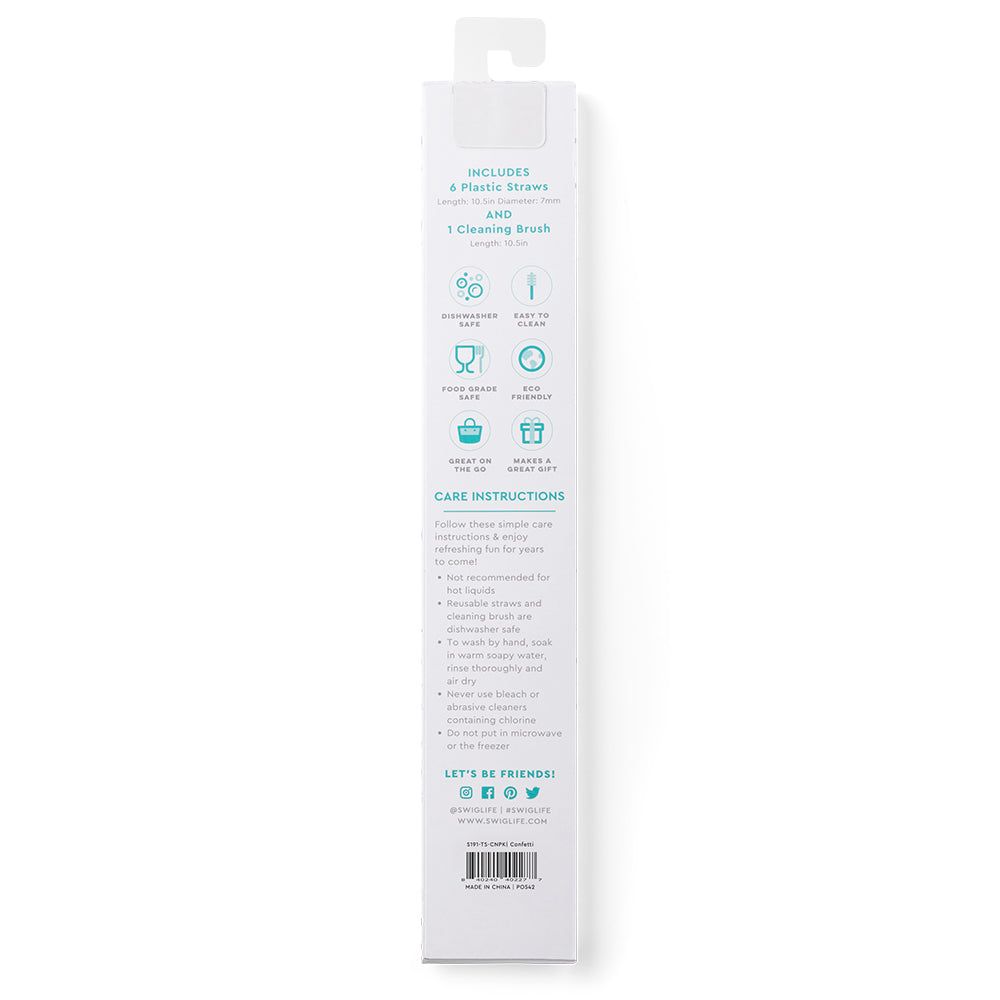 Eco-Friendly Pink Confetti Reusable Straw Set - 12 Pack BPA-Free Drinking Straws for Parties, Smoothies & Cocktails - Fun & Sustainable Alternative to Plastic Straws