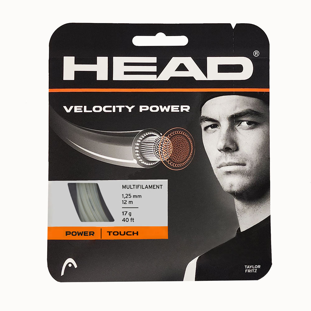 Head Velocity Power 17/1.25 Natural Tennis String - High Performance Multifilament for Control & Comfort | Perfect for Competitive Play & Recreational Tennis