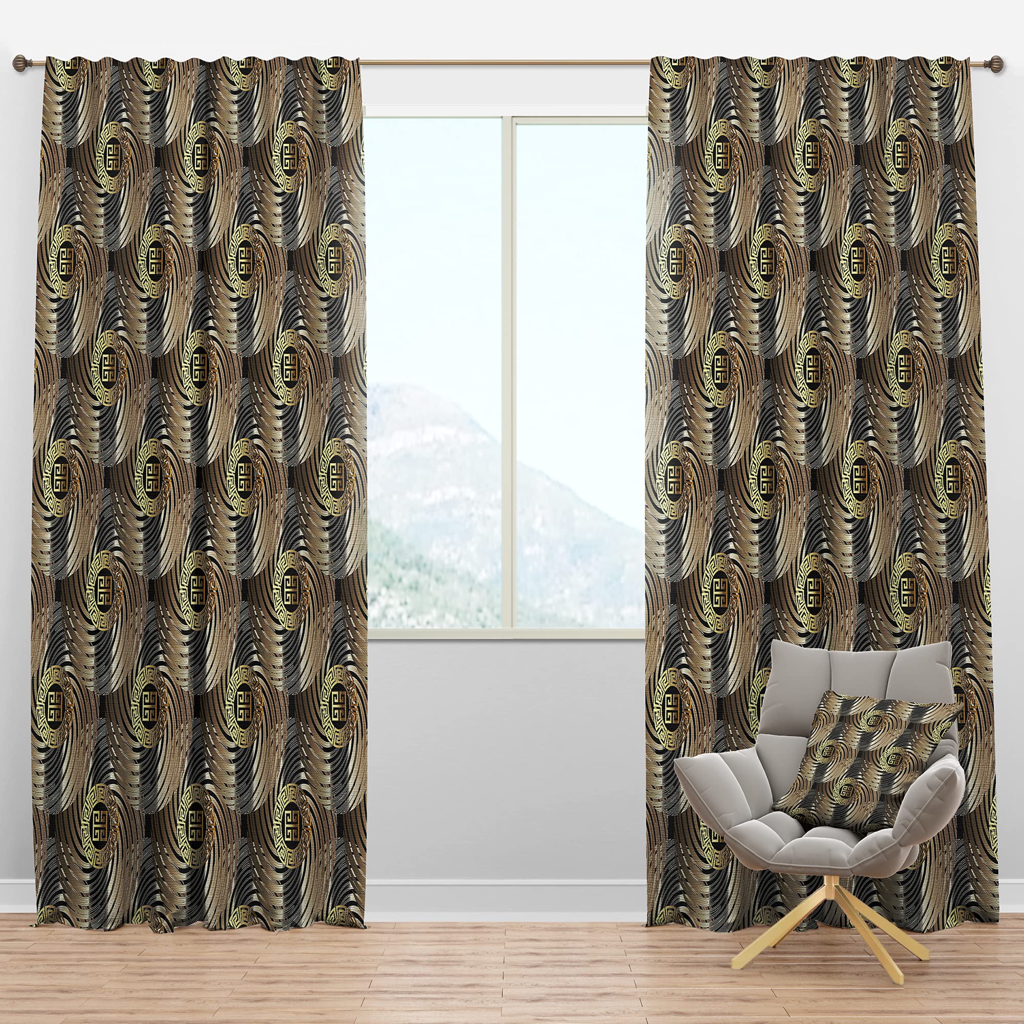 Blackout Curtains - Circular Geometric Retro Abstract Design - Thermal Insulated Single Panel (52x84) for Bedroom & Living Room - Perfect for Light Blocking, Privacy & Energy Efficiency