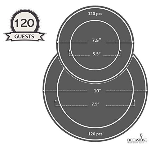 240-Pack Vintage Disposable Plates for Weddings & Parties - 10'' Dinner & 7.5'' Salad Plates (Verona Blue)