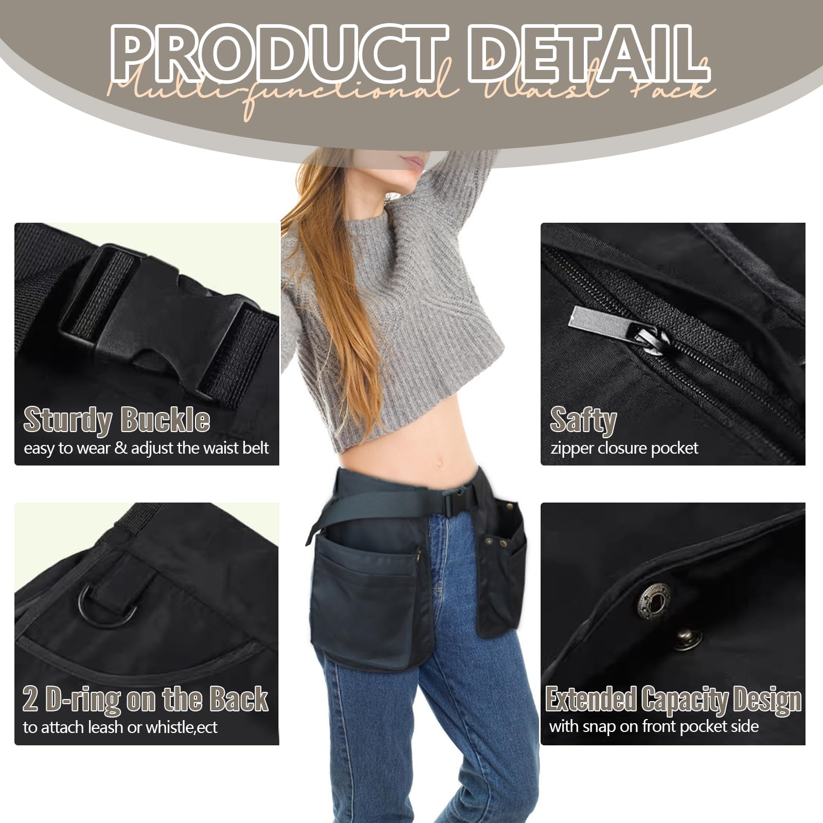 Adjustable Waist Belt Apron Bag for Women - Multi-Purpose Tool Belt for Dog Trainers, Waiters, Gardeners & Hair Stylists - Durable Serving Apron with Customizable Waistband - Perfect for Work, Outdoor Activities & Professional Use