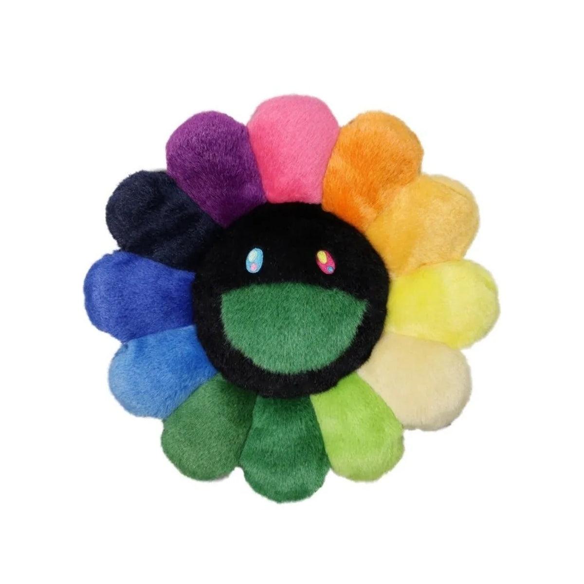 Rainbow Black Flower Cushion 30cm - Soft Decorative Throw Pillow for Sofa, Bed, Chair - Home Decor & Comfort